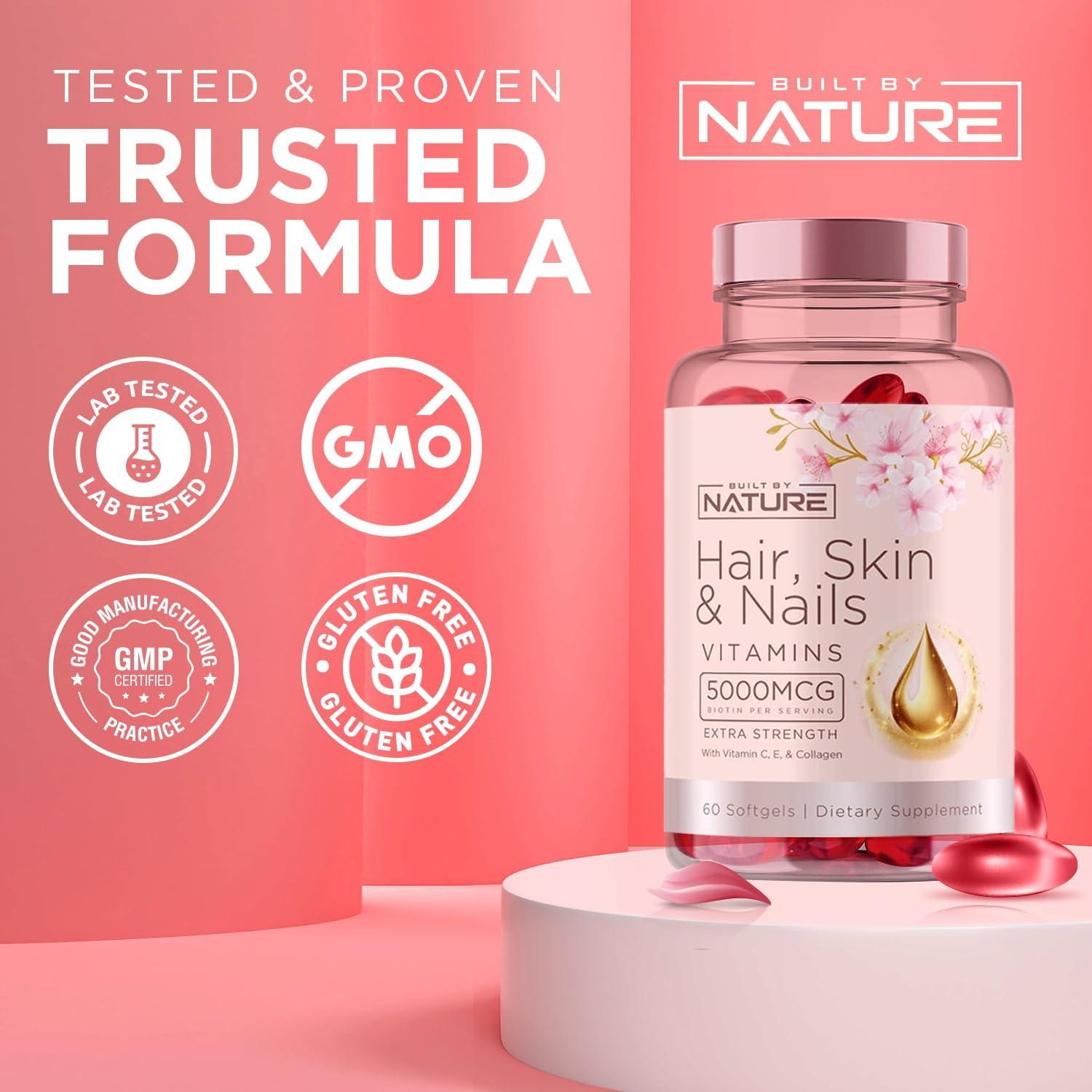 Vitaminas para Cabello, Piel y Uñas Built By Nature 60 Geles