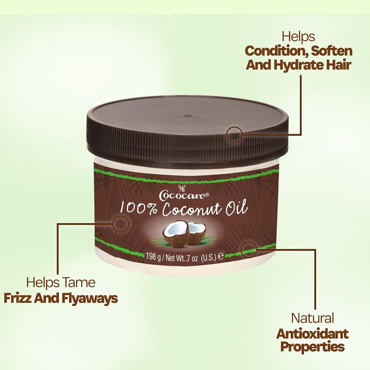 Aceite de Coco 100% Natural Cococare 198 g - Hidratante Piel y Cabello