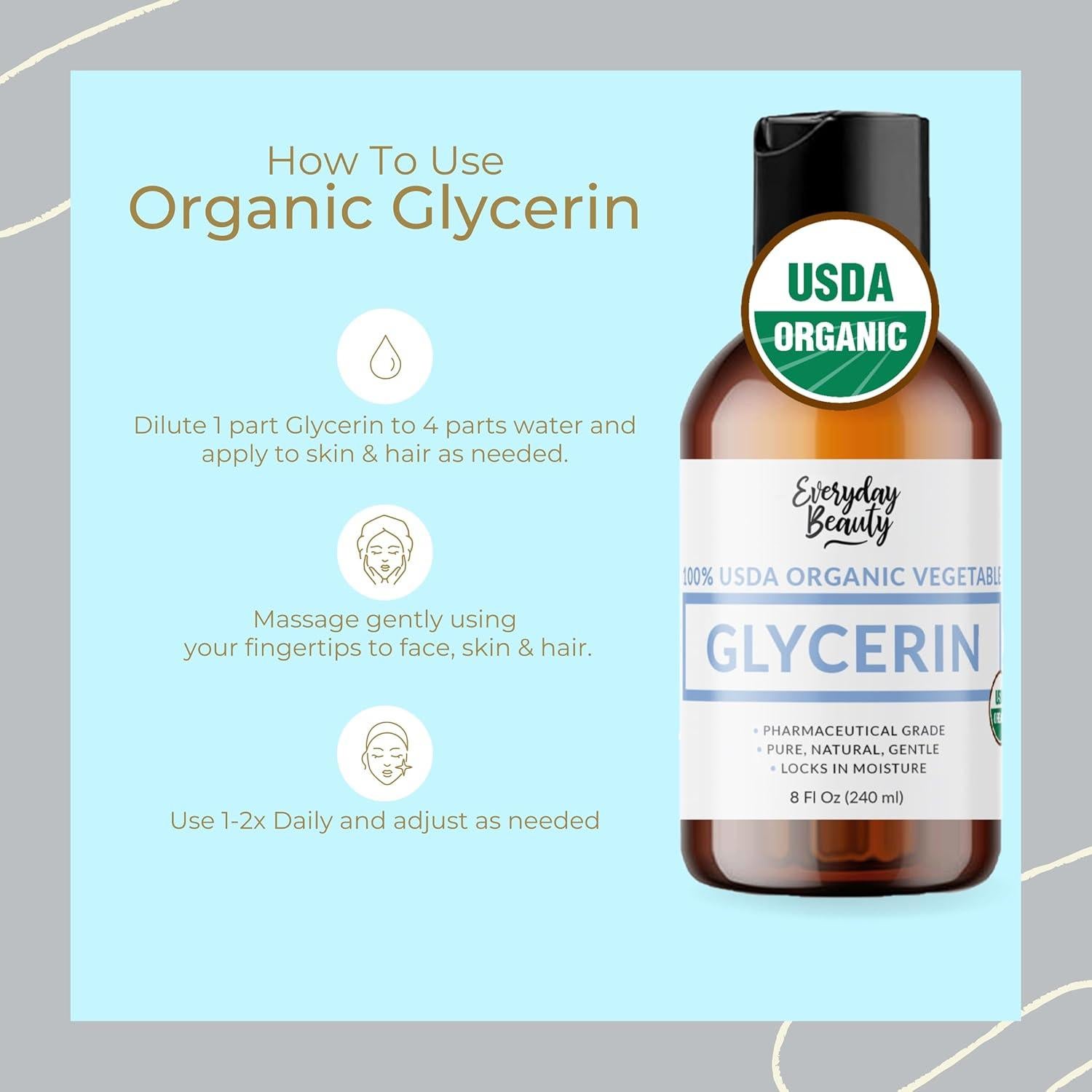 Glicerina 100% Orgánica Belleza Diaria 236.6 ml Hidratante
