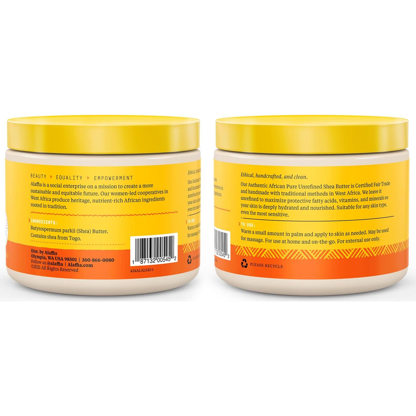 Manteca de Karité Pura Sin Refinar Alaffia 311 g - Hidratante