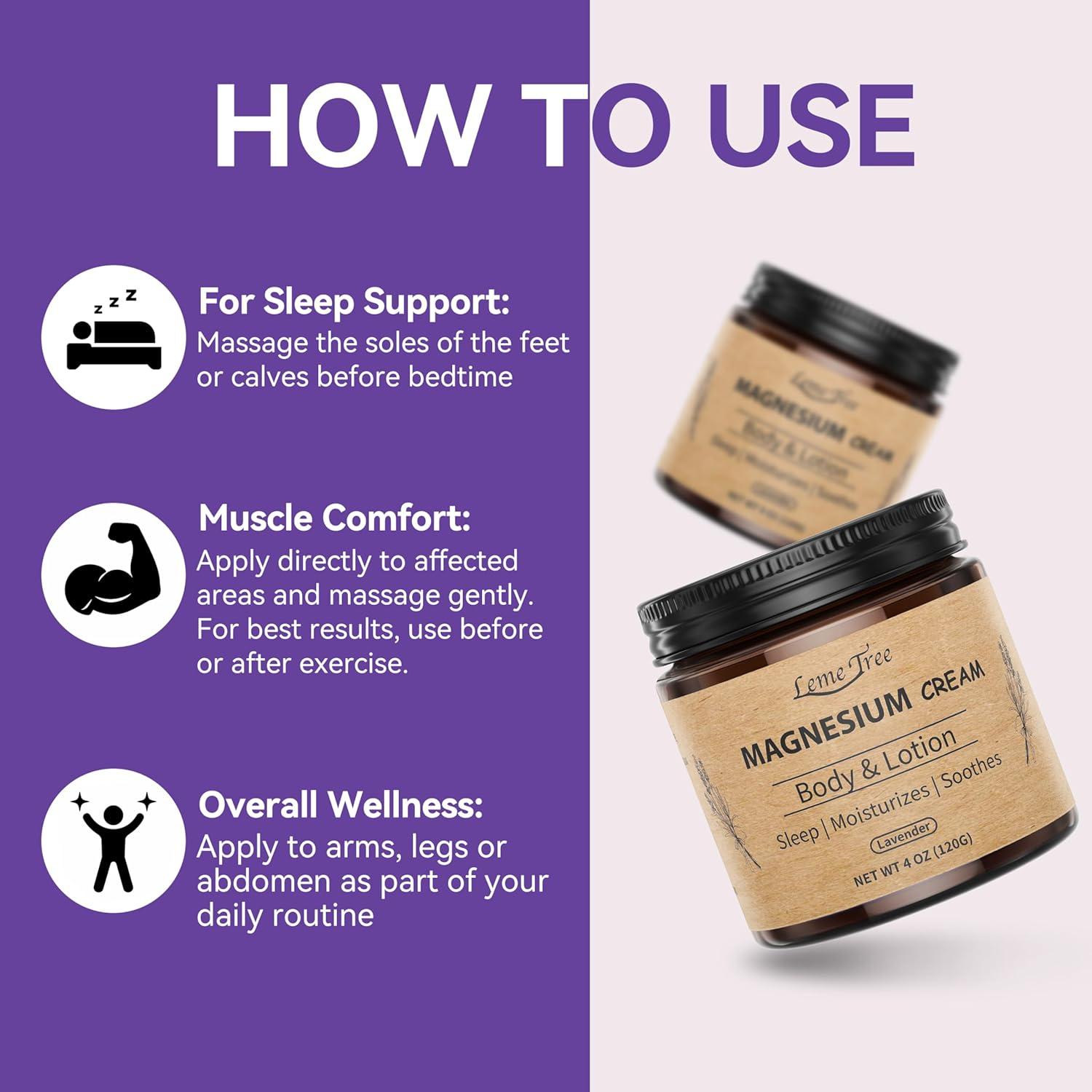 Crema de Magnesio LemeTree 258g - Loción Tópica Relajante