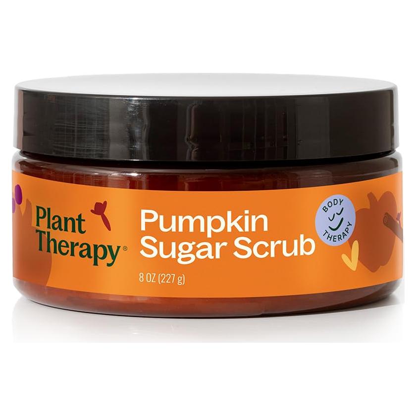 Plant Therapy Pumpkin Sugar Scrub 8 oz, Gently Polishes & Rejuvenates Skin, Classic Fall Scent, Helps Boost Circulation