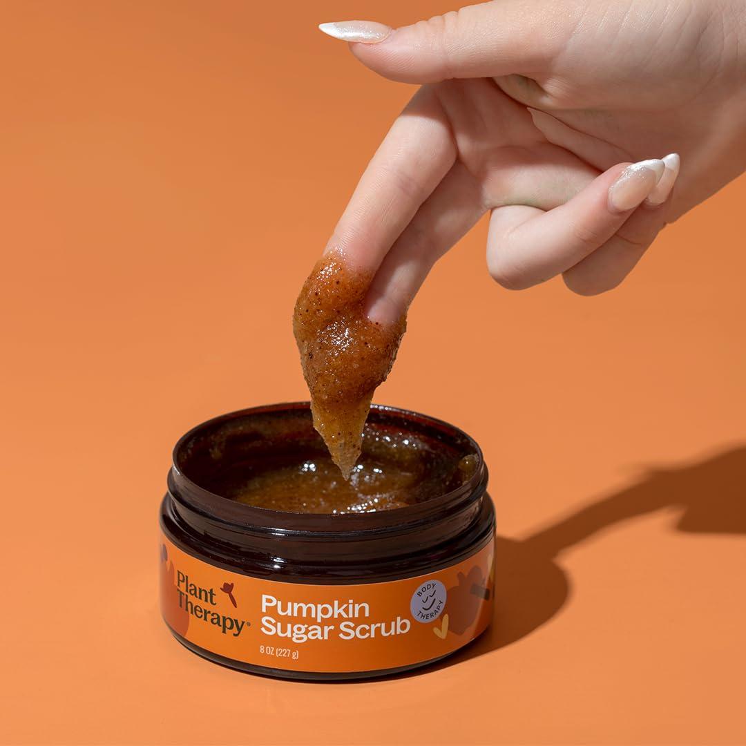 Plant Therapy Pumpkin Sugar Scrub 8 oz, Gently Polishes & Rejuvenates Skin, Classic Fall Scent, Helps Boost Circulation