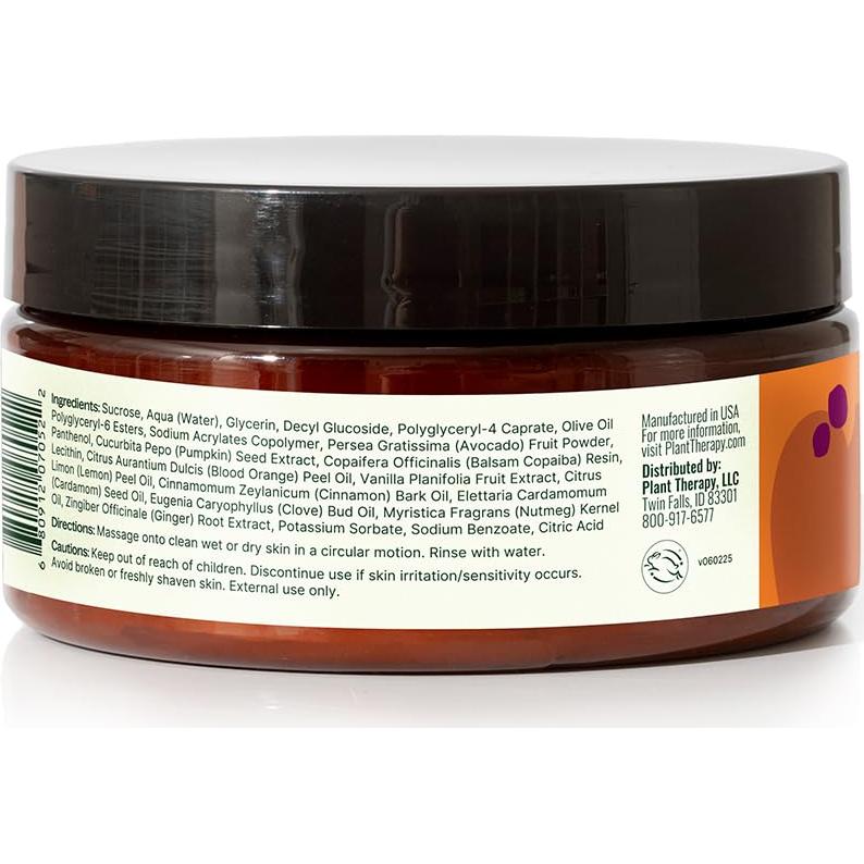 Plant Therapy Pumpkin Sugar Scrub 8 oz, Gently Polishes & Rejuvenates Skin, Classic Fall Scent, Helps Boost Circulation