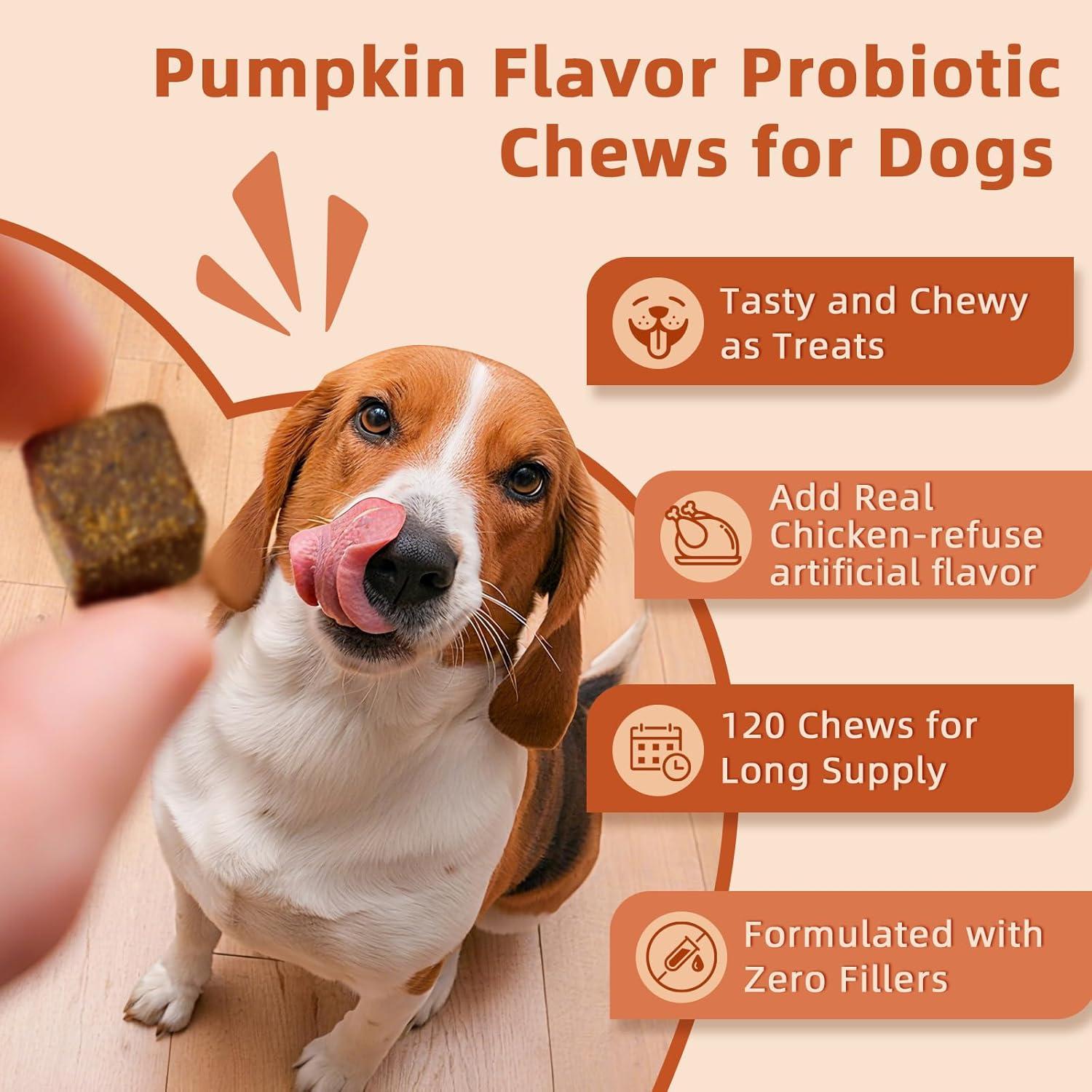Probioticos para Perros ZEBORA 120 Masticables Sabor Calabaza