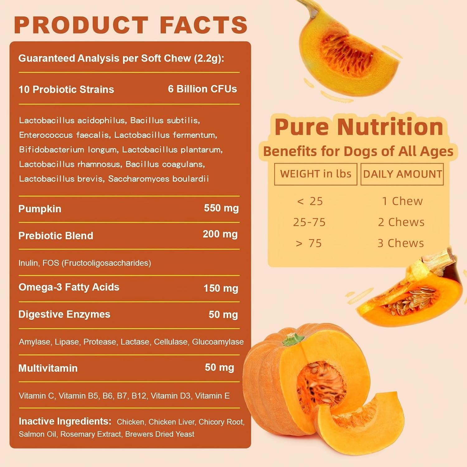 Probioticos para Perros ZEBORA 120 Masticables Sabor Calabaza