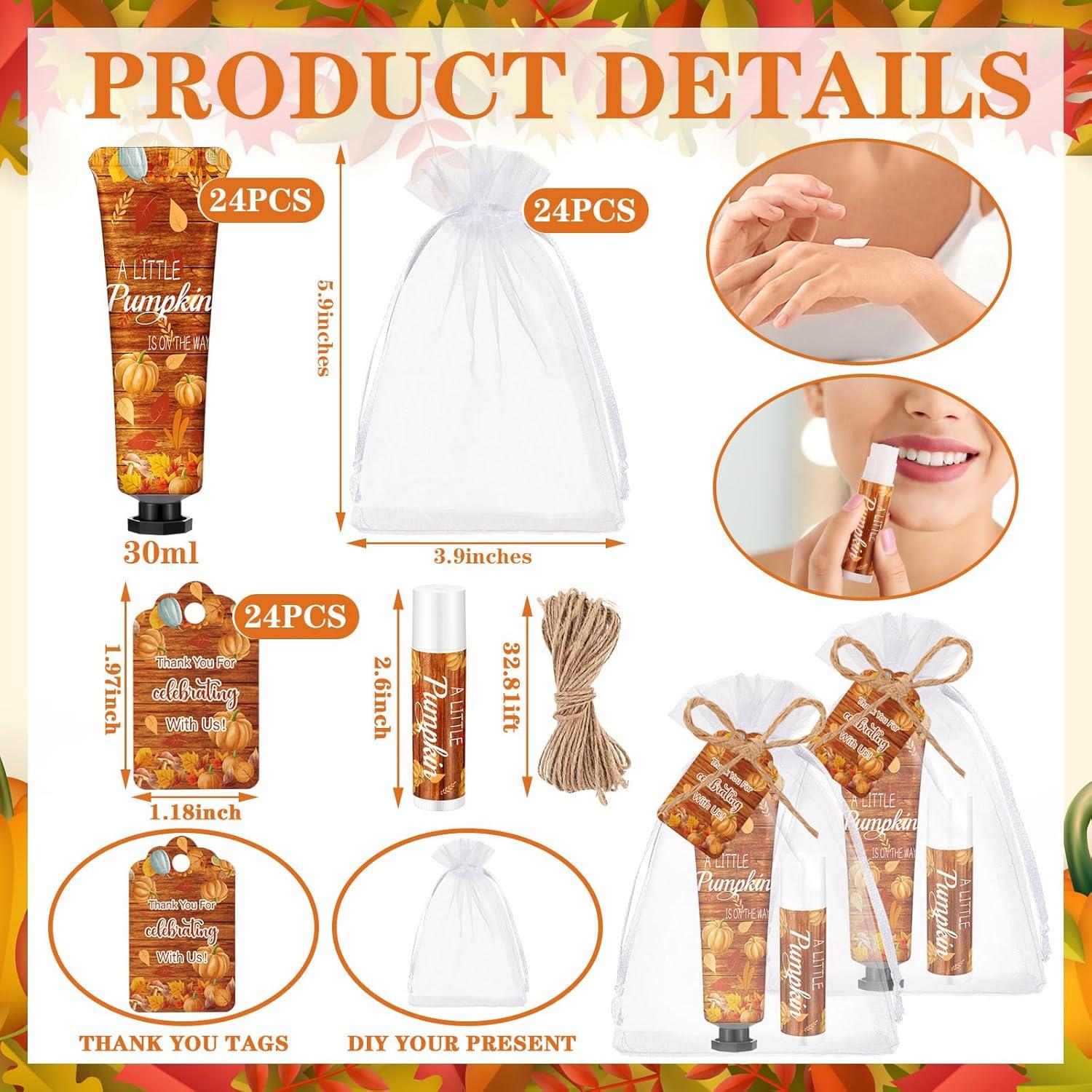 24 Sets Crema de Manos y Bálsamo Labial Calabaza Dansib