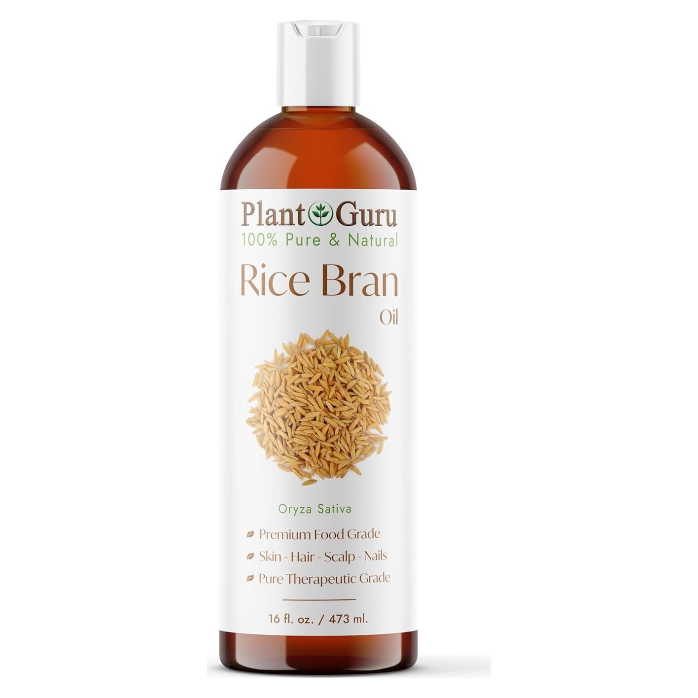 Aceite de Salvado de Arroz 473 ml Plant Guru - 100% Puro y Natural