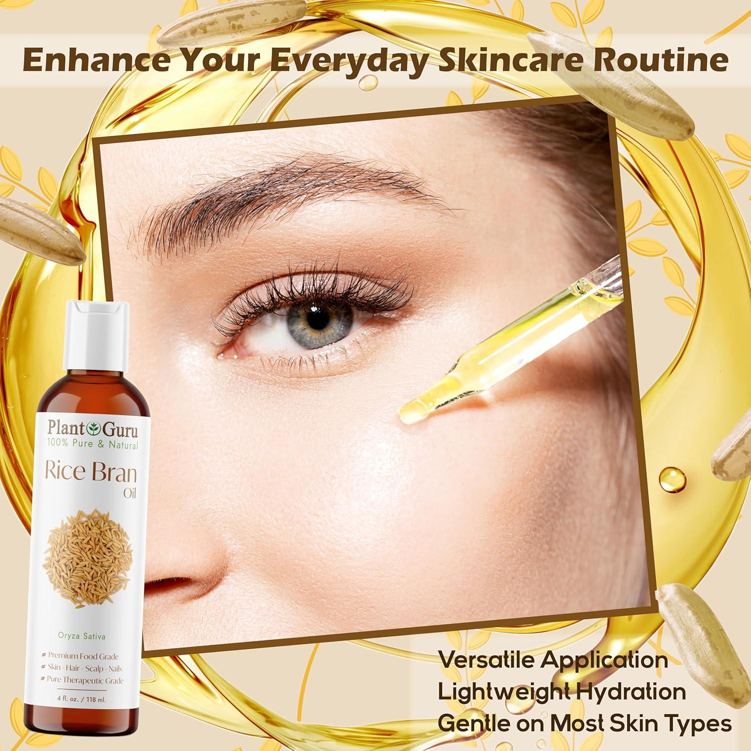 Aceite de Salvado de Arroz 473 ml Plant Guru - 100% Puro y Natural