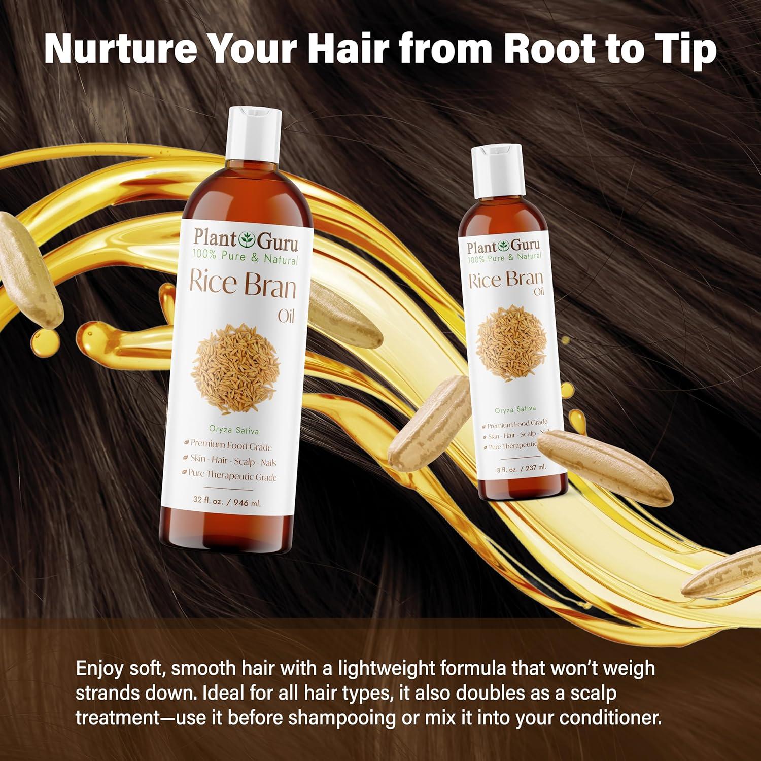 Aceite de Salvado de Arroz 473 ml Plant Guru - 100% Puro y Natural