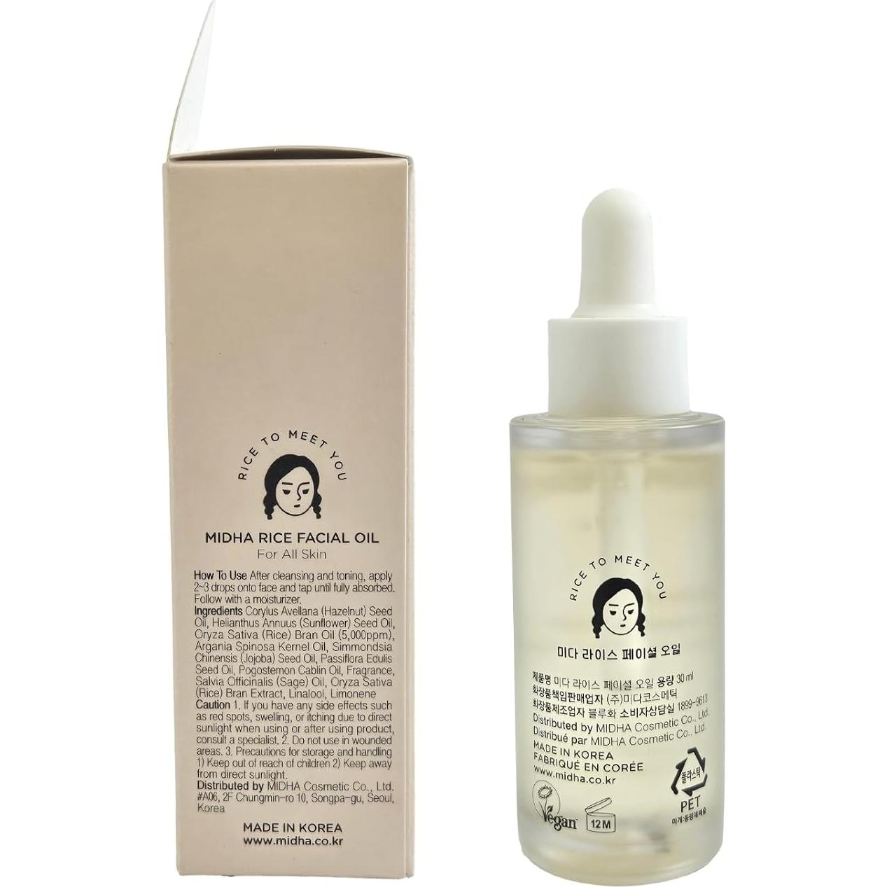 Aceite Facial Hidratante Midha 30ml - Arroz Natural 99.5%