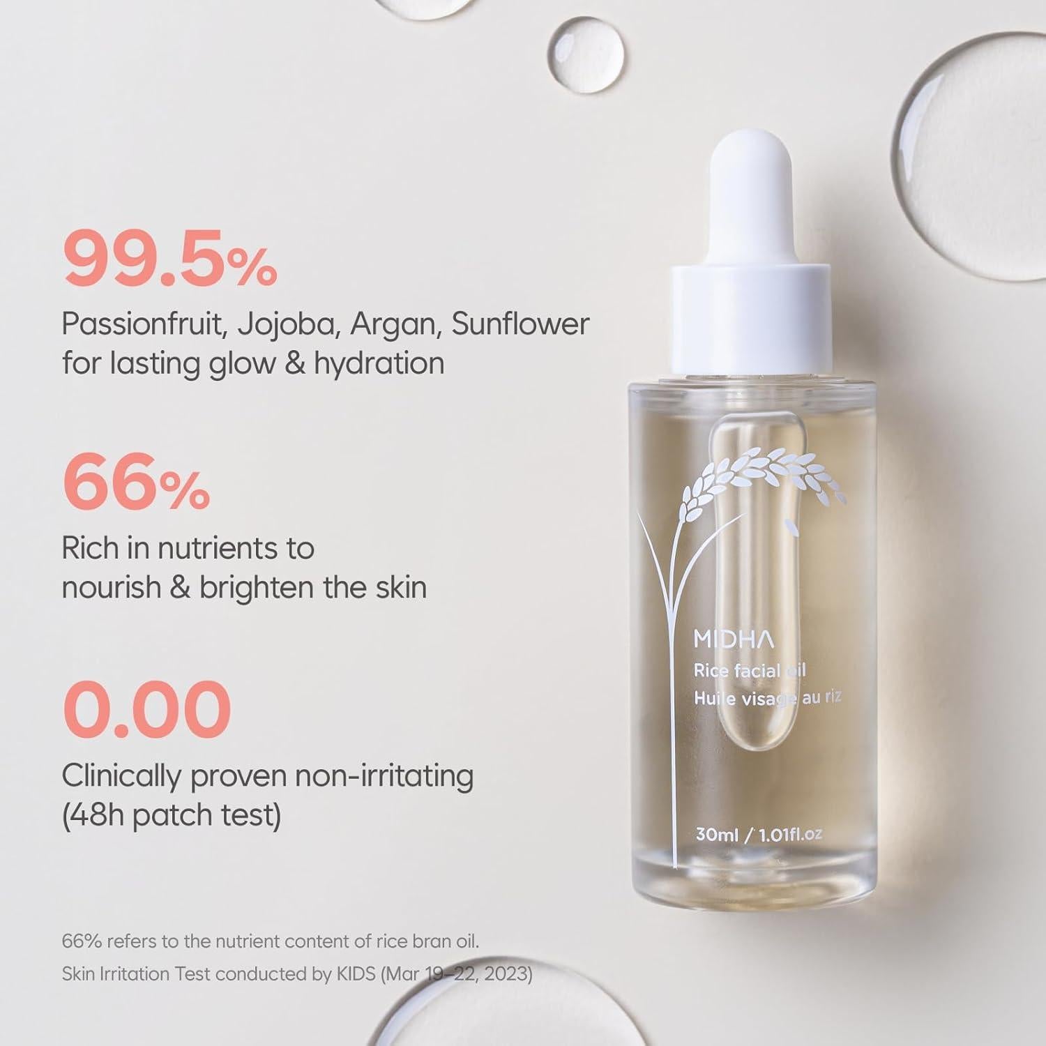 Aceite Facial Hidratante Midha 30ml - Arroz Natural 99.5%