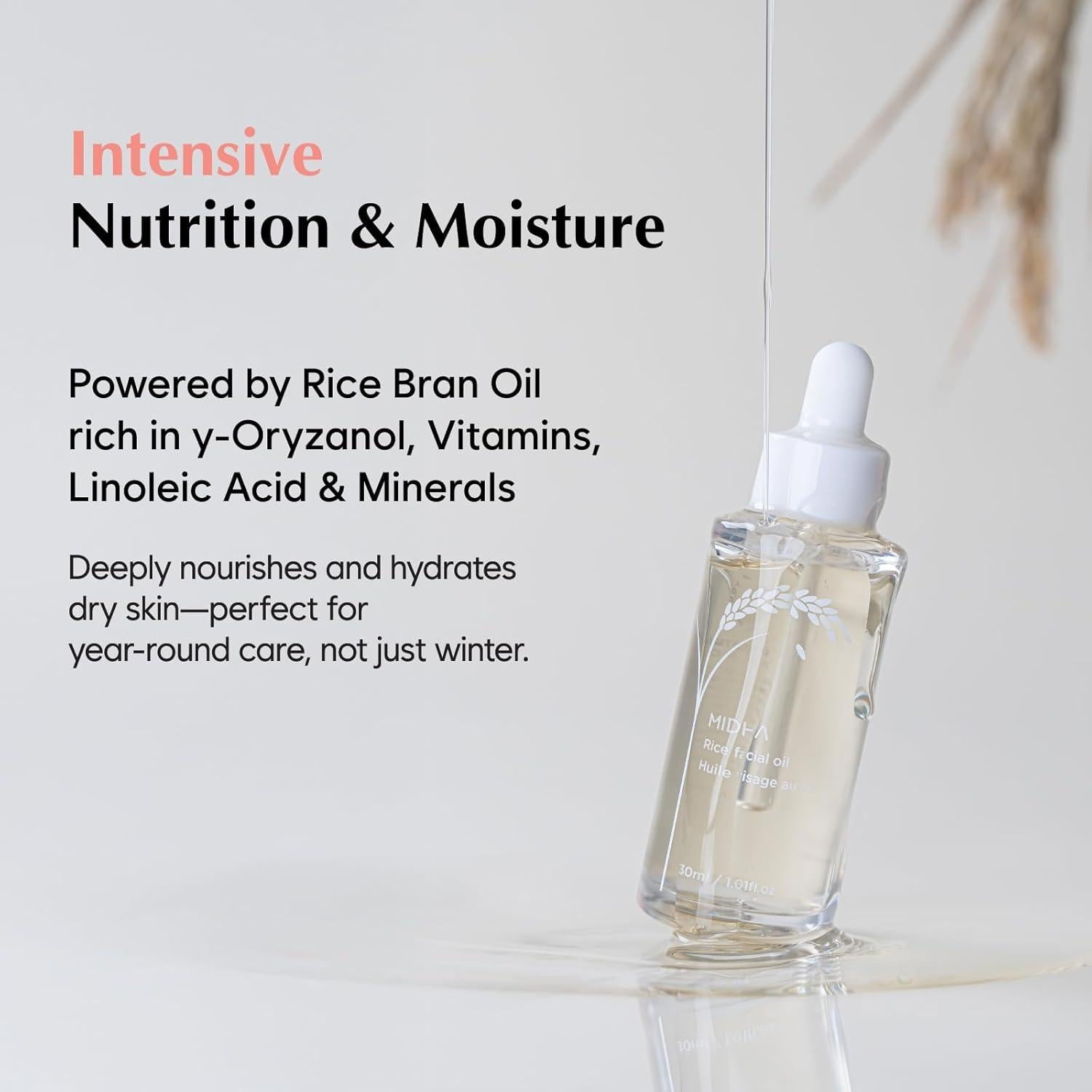 Aceite Facial Hidratante Midha 30ml - Arroz Natural 99.5%