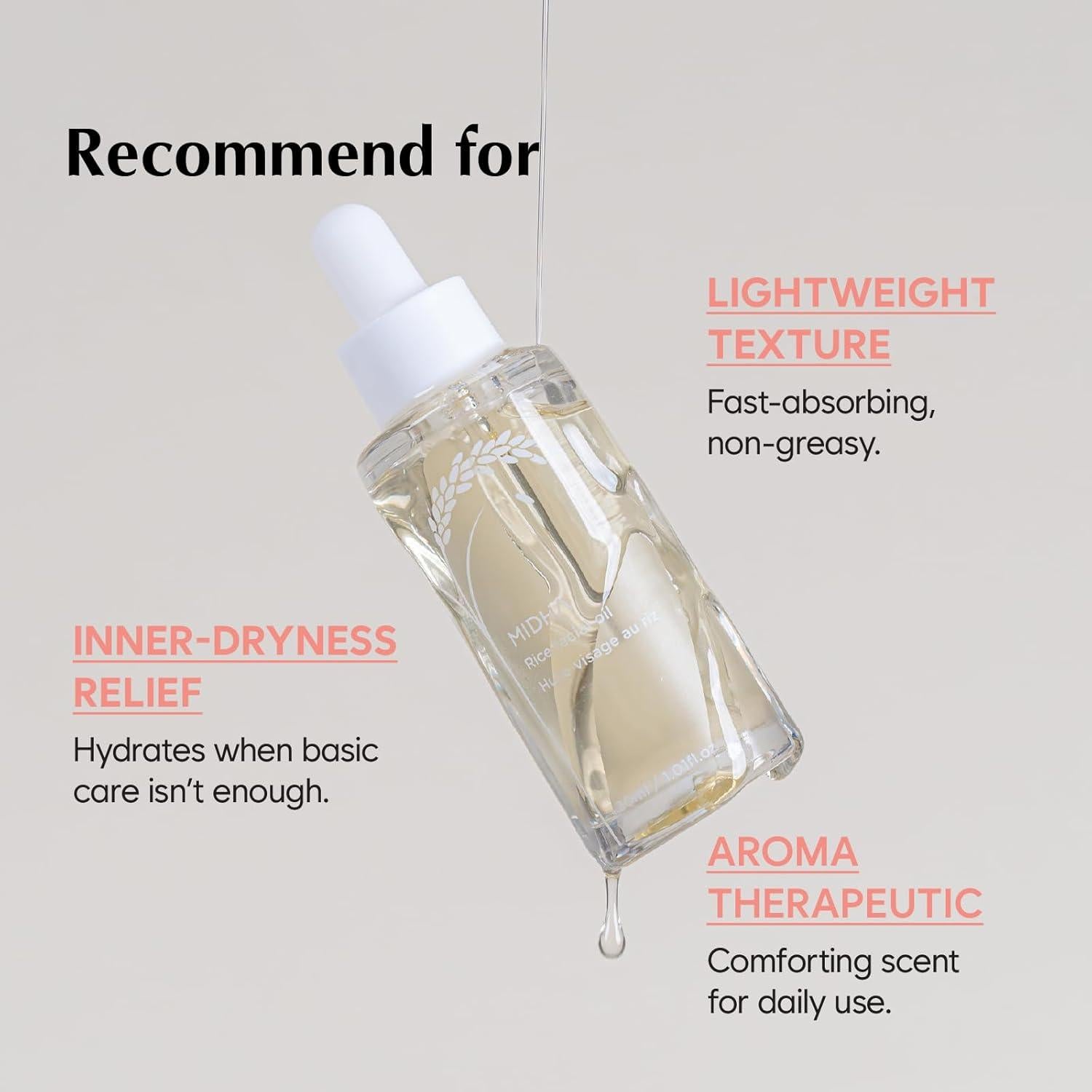 Aceite Facial Hidratante Midha 30ml - Arroz Natural 99.5%