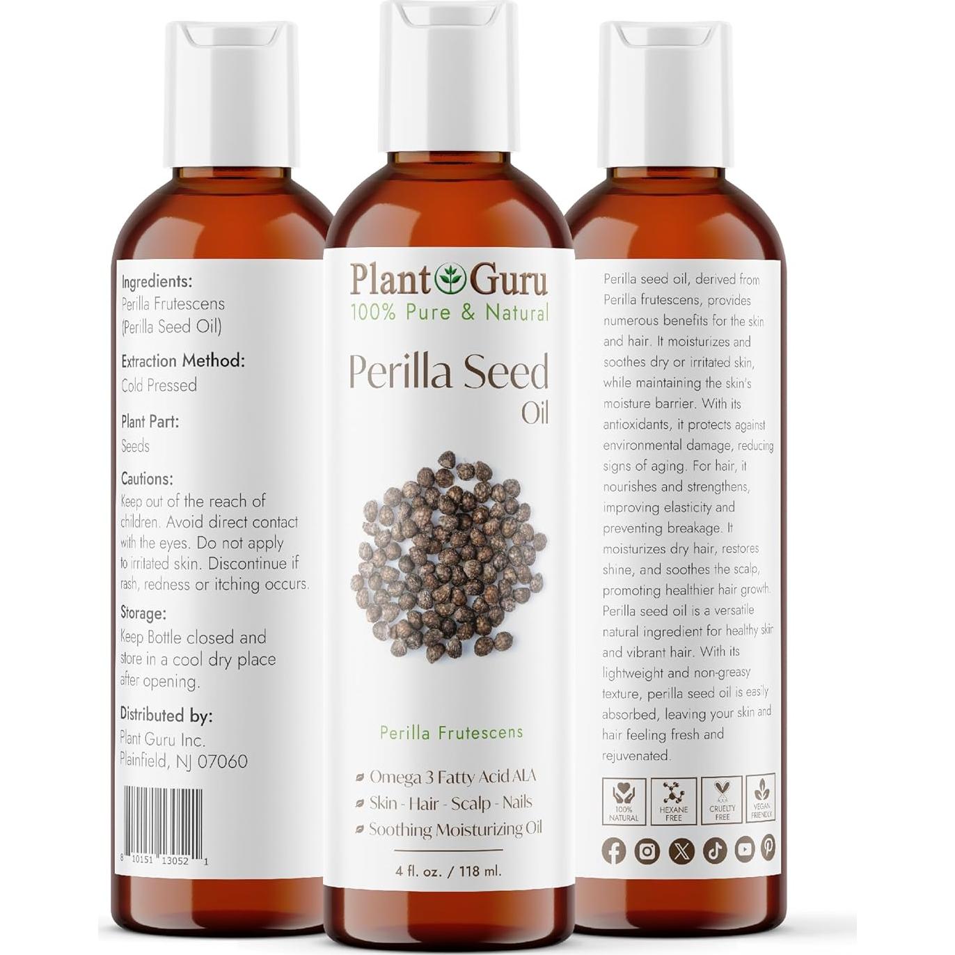 Aceite de Semilla de Perilla Plant Guru 118 ml Prensado en Frío 100% Puro