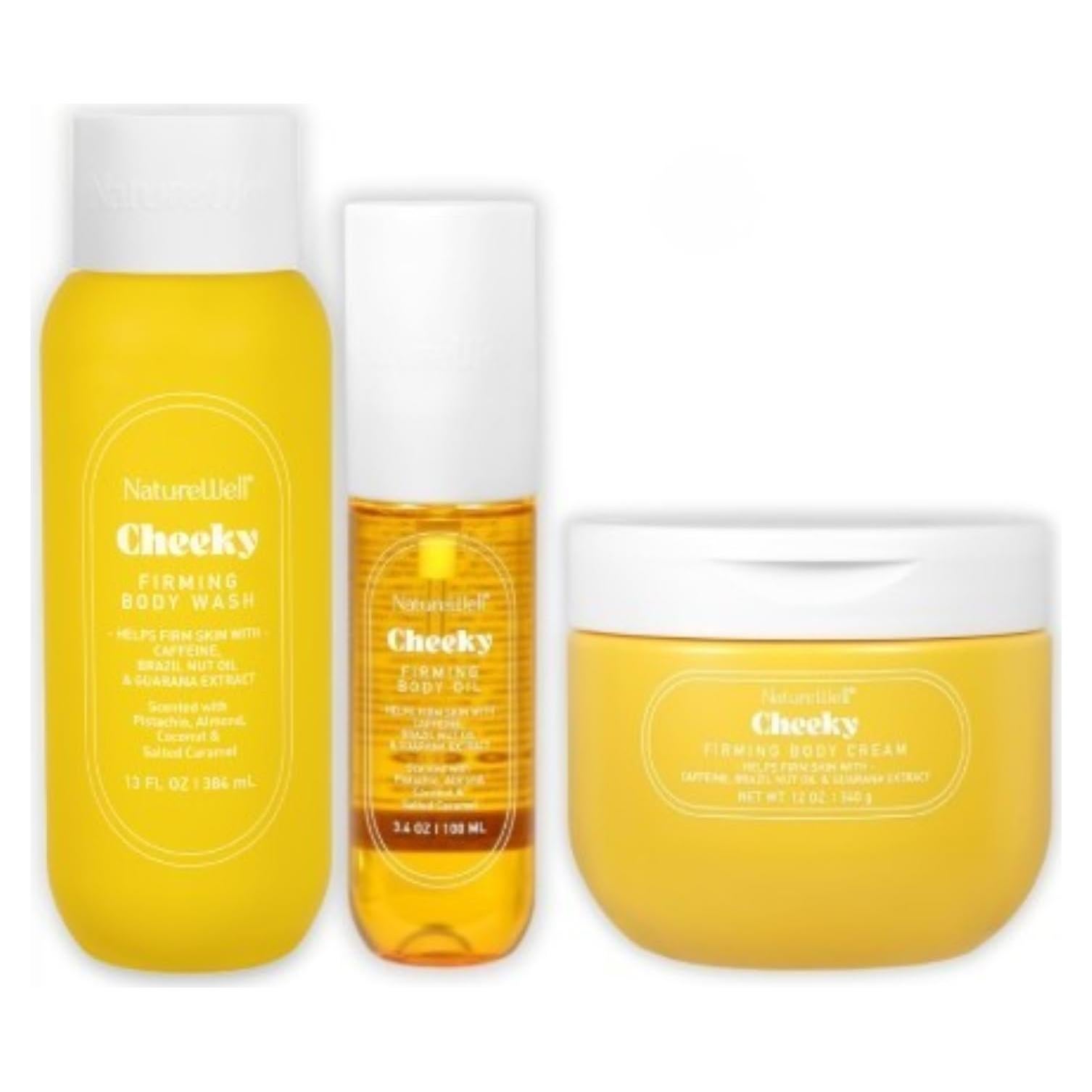 Paquete Cheeky NatureWell: Gel de Ducha 368ml, Aceite 100ml, Crema 340ml