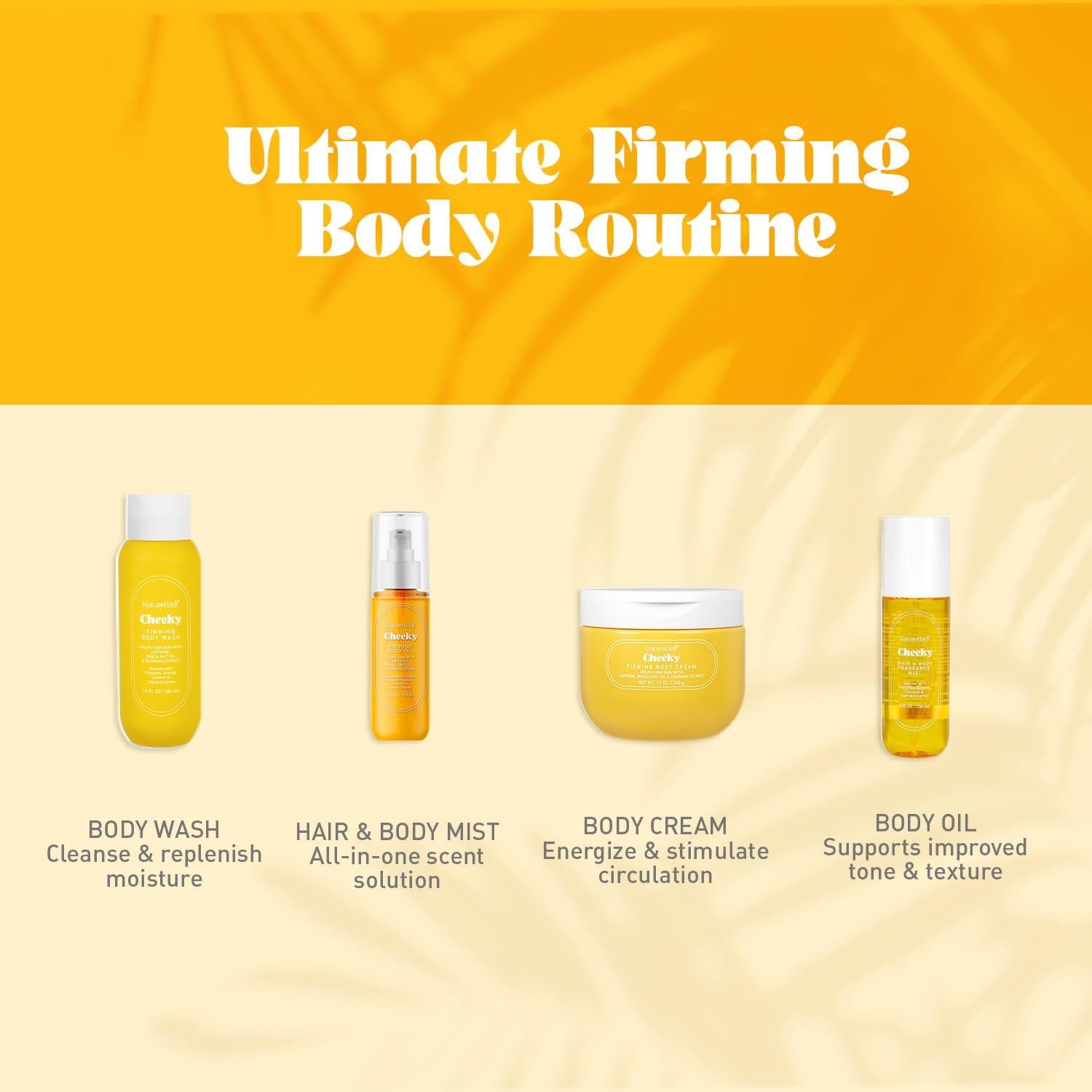 Paquete Cheeky NatureWell: Gel de Ducha 368ml, Aceite 100ml, Crema 340ml