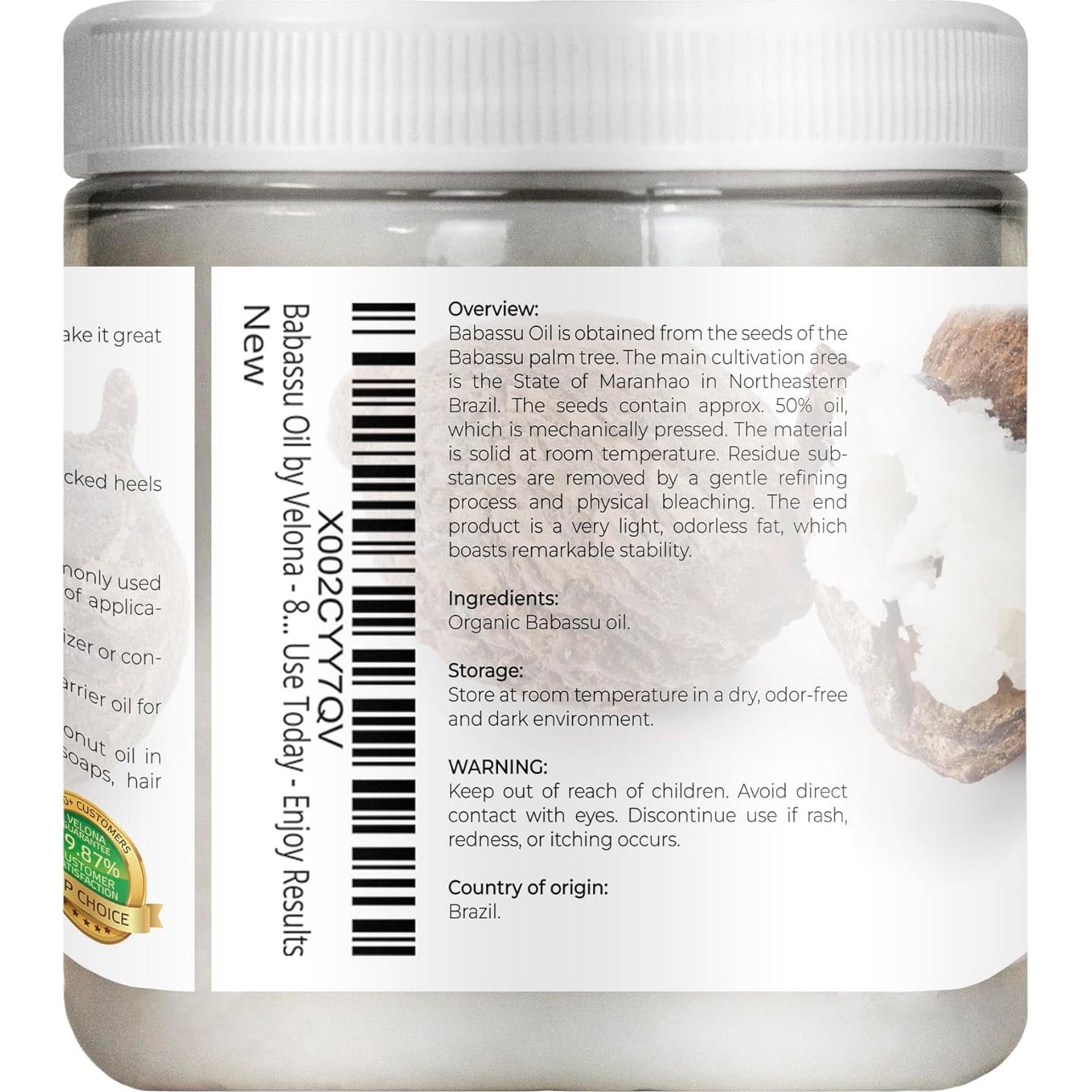 Aceite de Babassu orgánico USDA 236.6 ml - 100% puro y natural