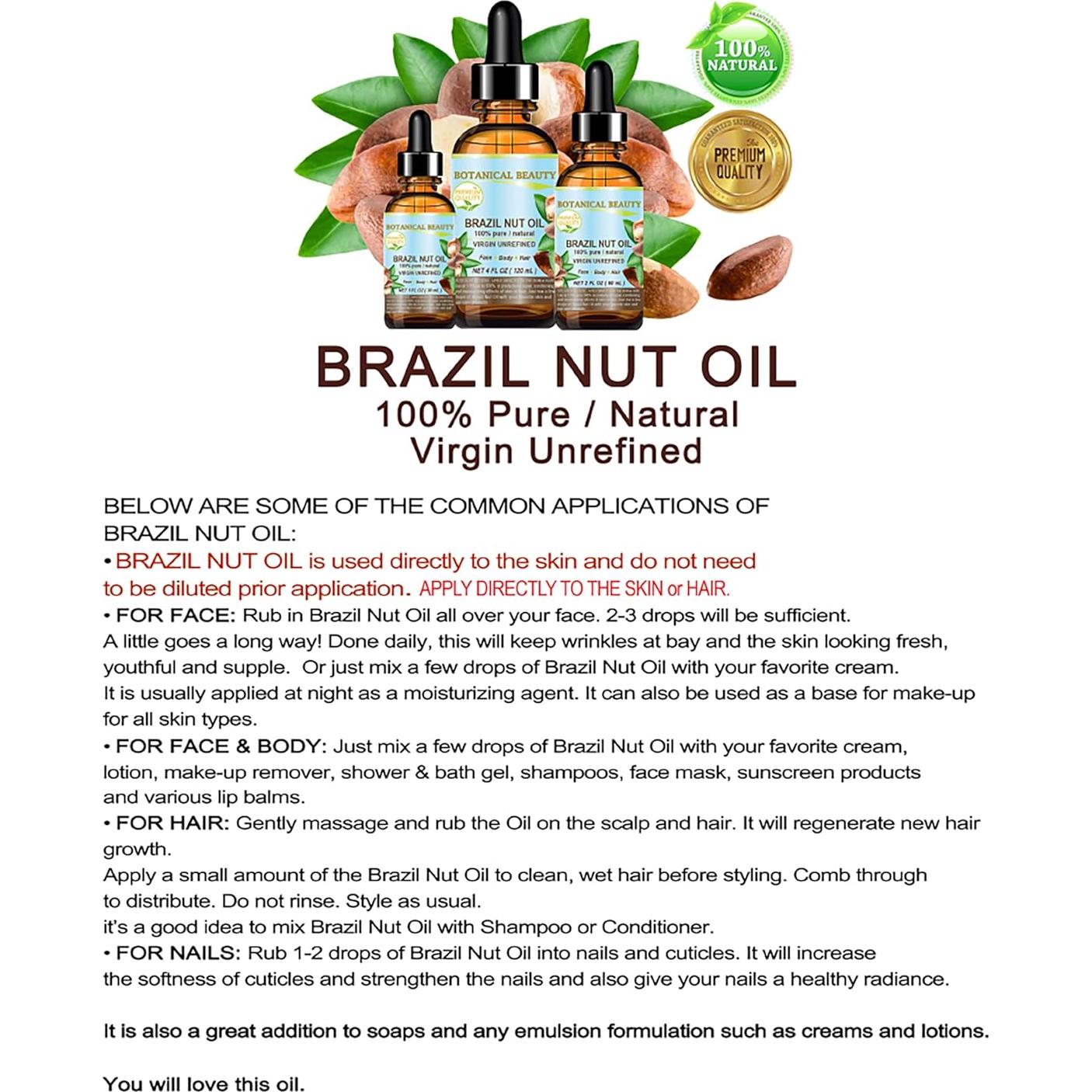 Aceite de Nuez de Brasil 100% Puro Botanical Beauty 60 ml