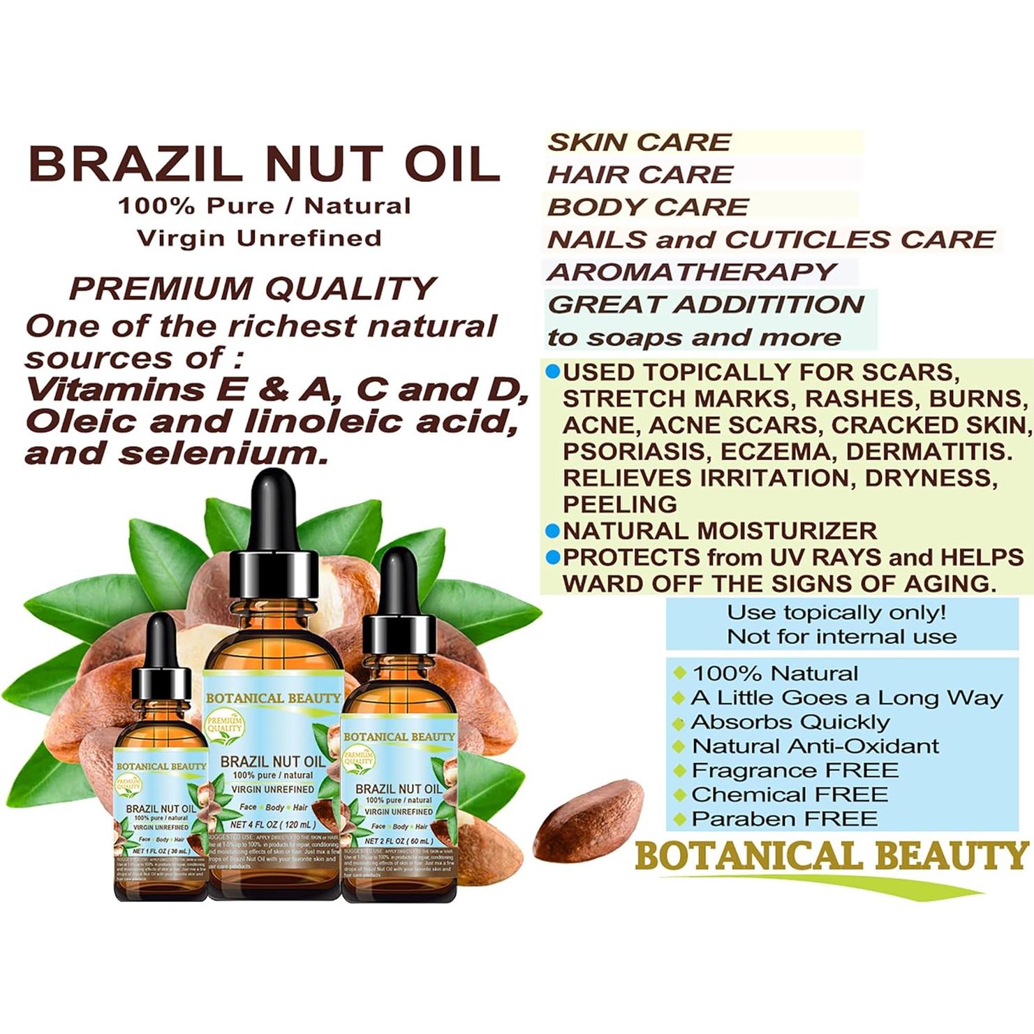 Aceite de Nuez de Brasil 100% Puro Botanical Beauty 60 ml