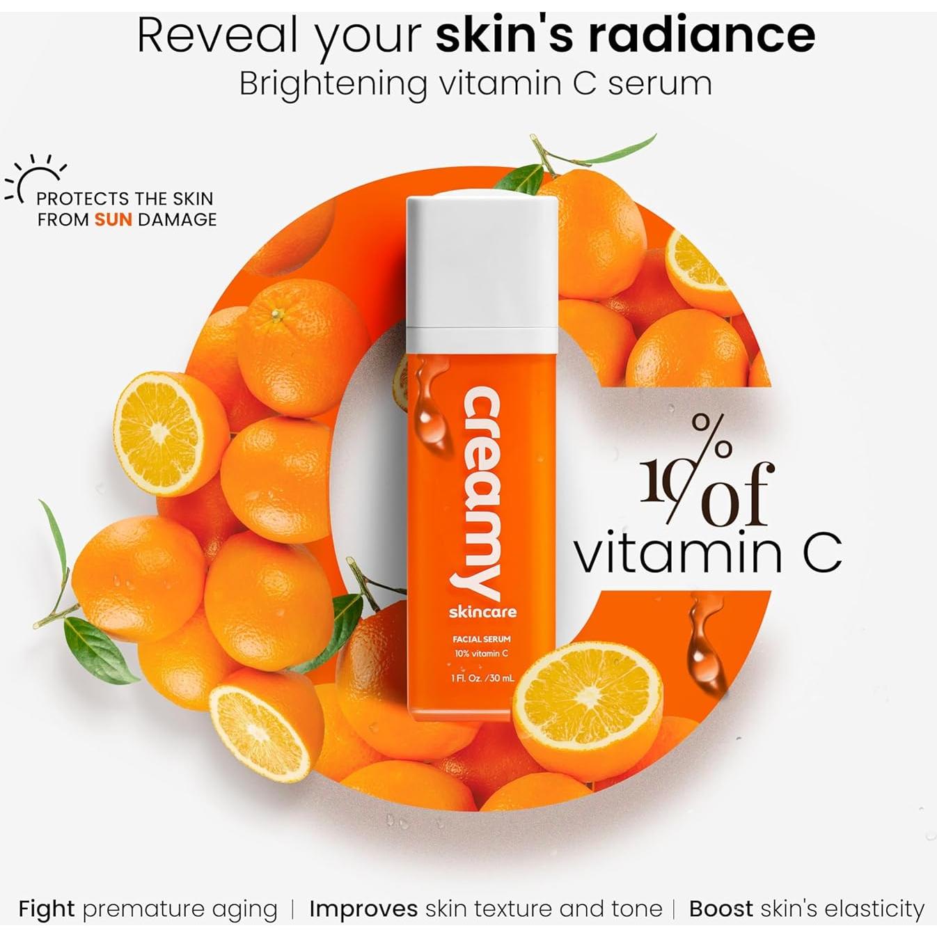 Suero Facial Cremoso de Vitamina C 10% - 30ml Antienvejecimiento