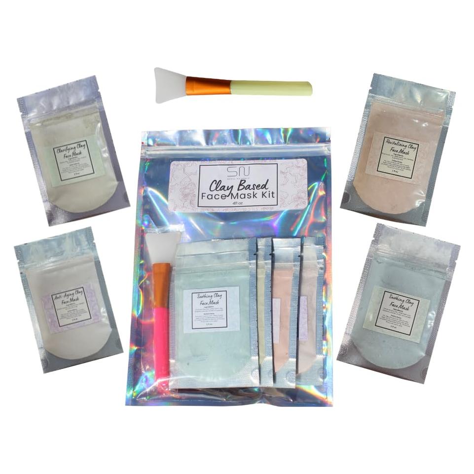 Kit de Mascarillas Faciales Seoul Naturals - 4 Arcillas + Brocha