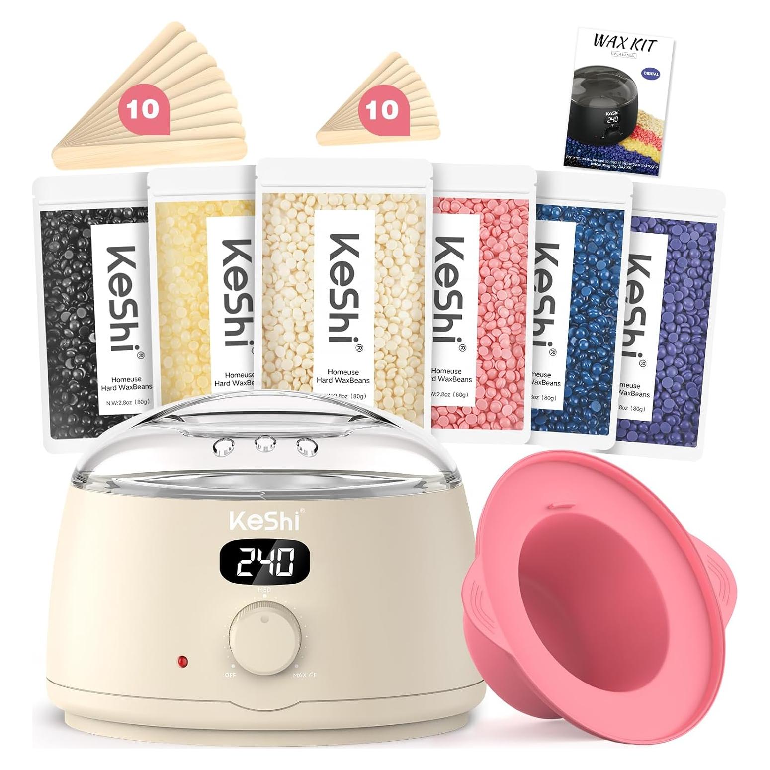 Kit de Depilación KeShi con Calentador Digital y 6 Ceritas