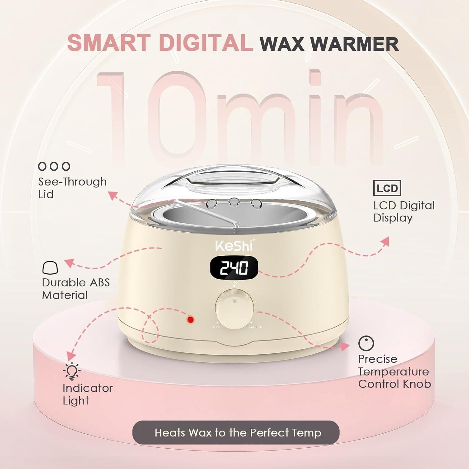 Kit de Depilación KeShi con Calentador Digital y 6 Ceritas