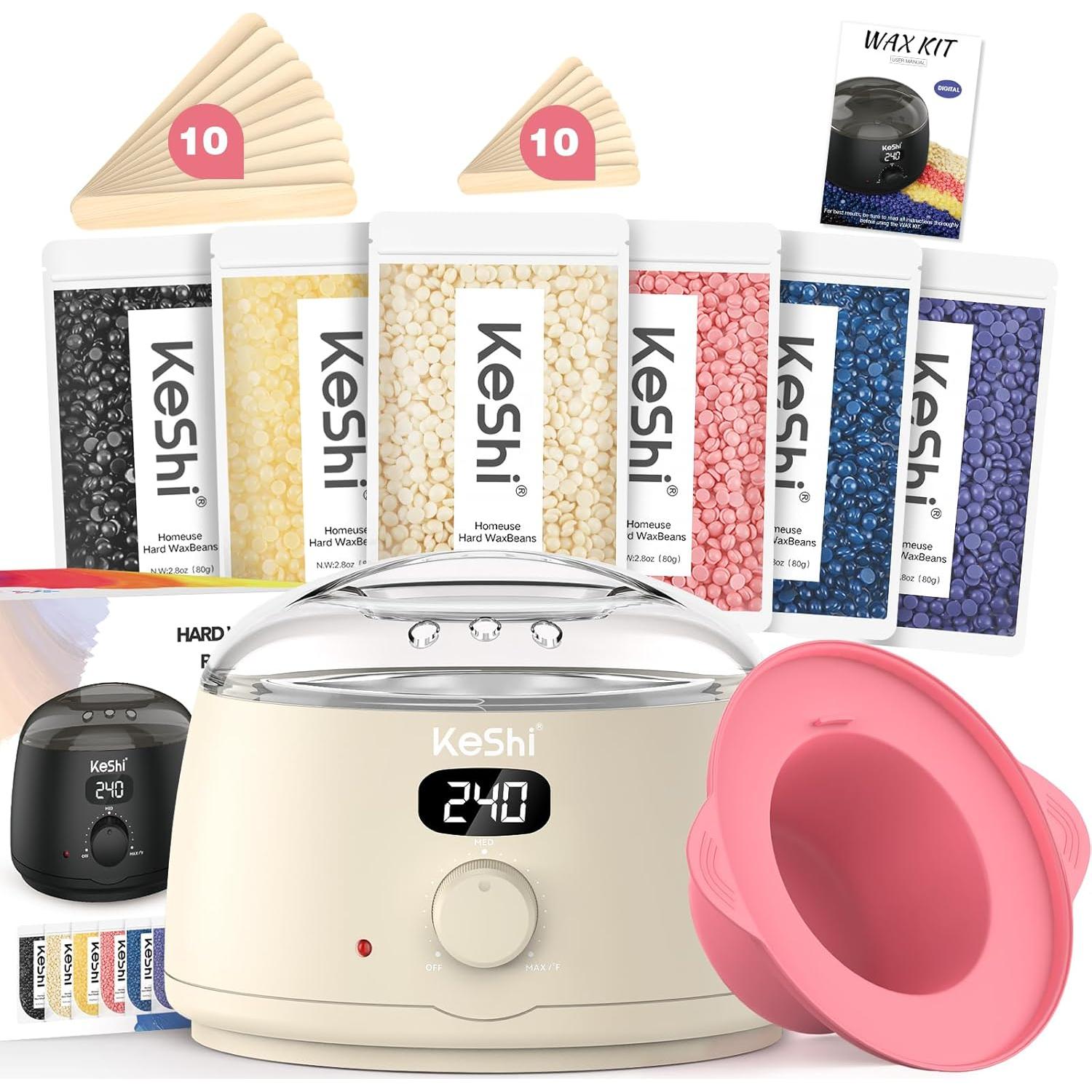 Kit de Depilación KeShi con Calentador Digital y 6 Ceritas
