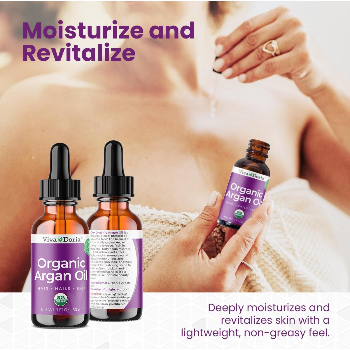 Aceite de Argán Orgánico Viva Doria 29.57 ml - Belleza Natural