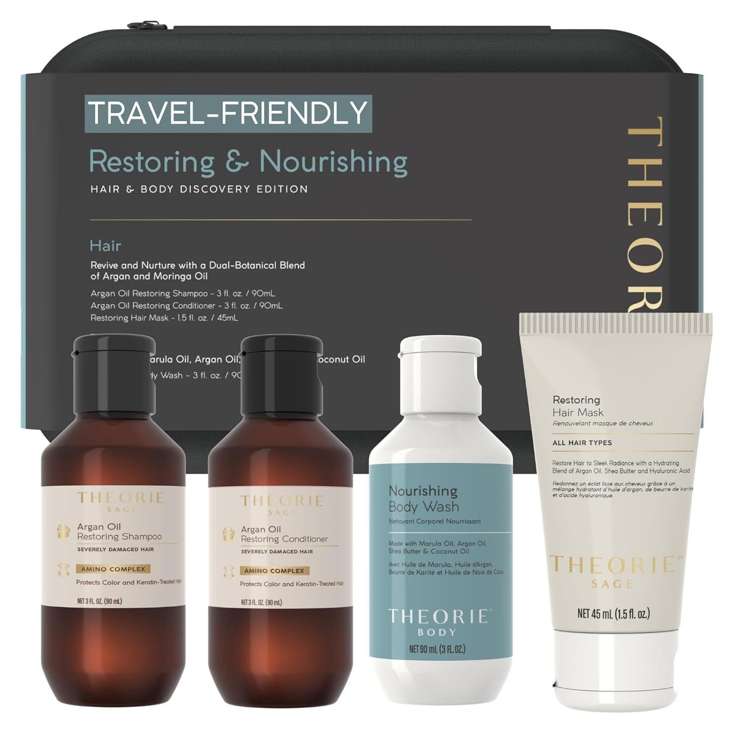 Kit de Viaje Theorie - Hidratación y Reparación Cabello y Piel