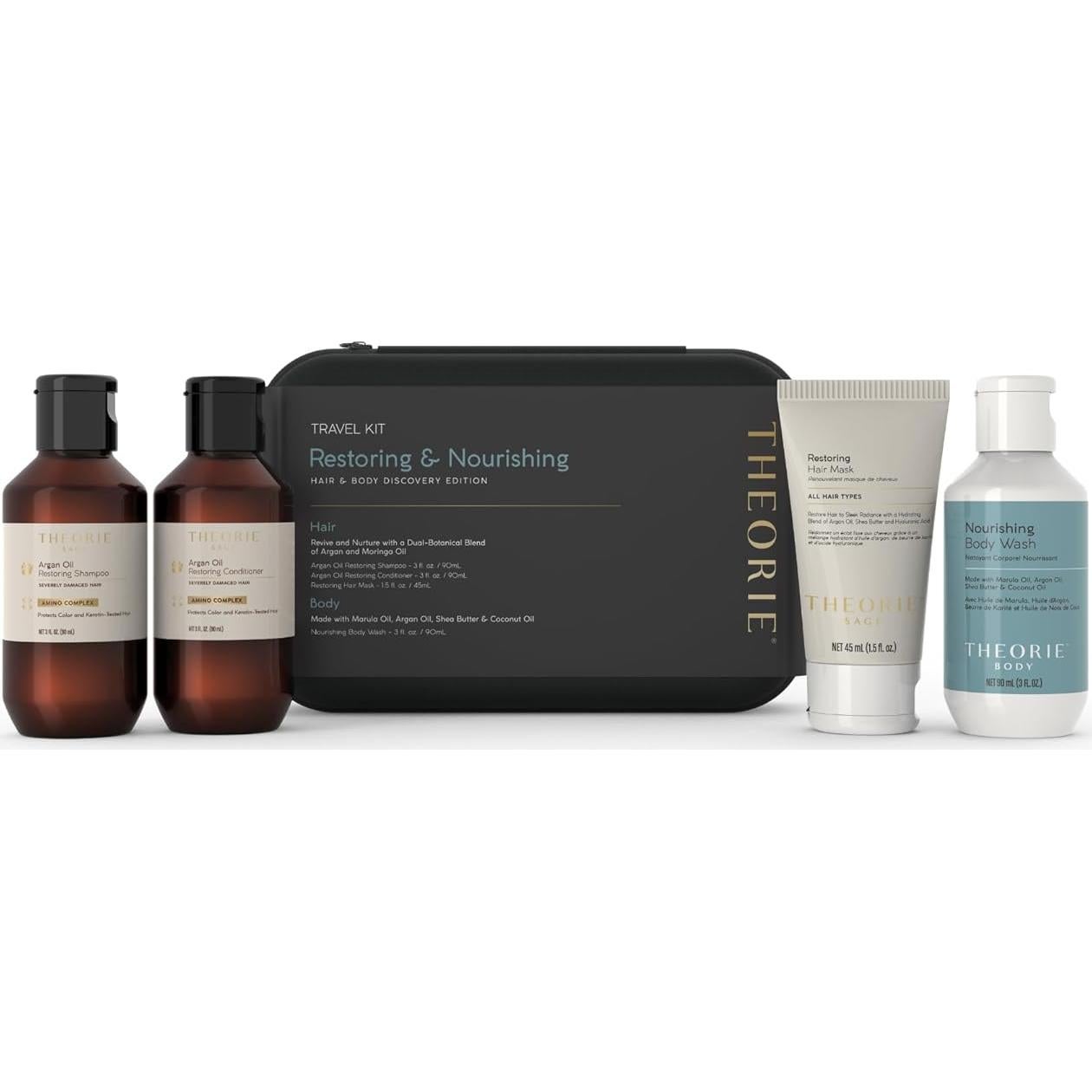 Kit de Viaje Theorie - Hidratación y Reparación Cabello y Piel