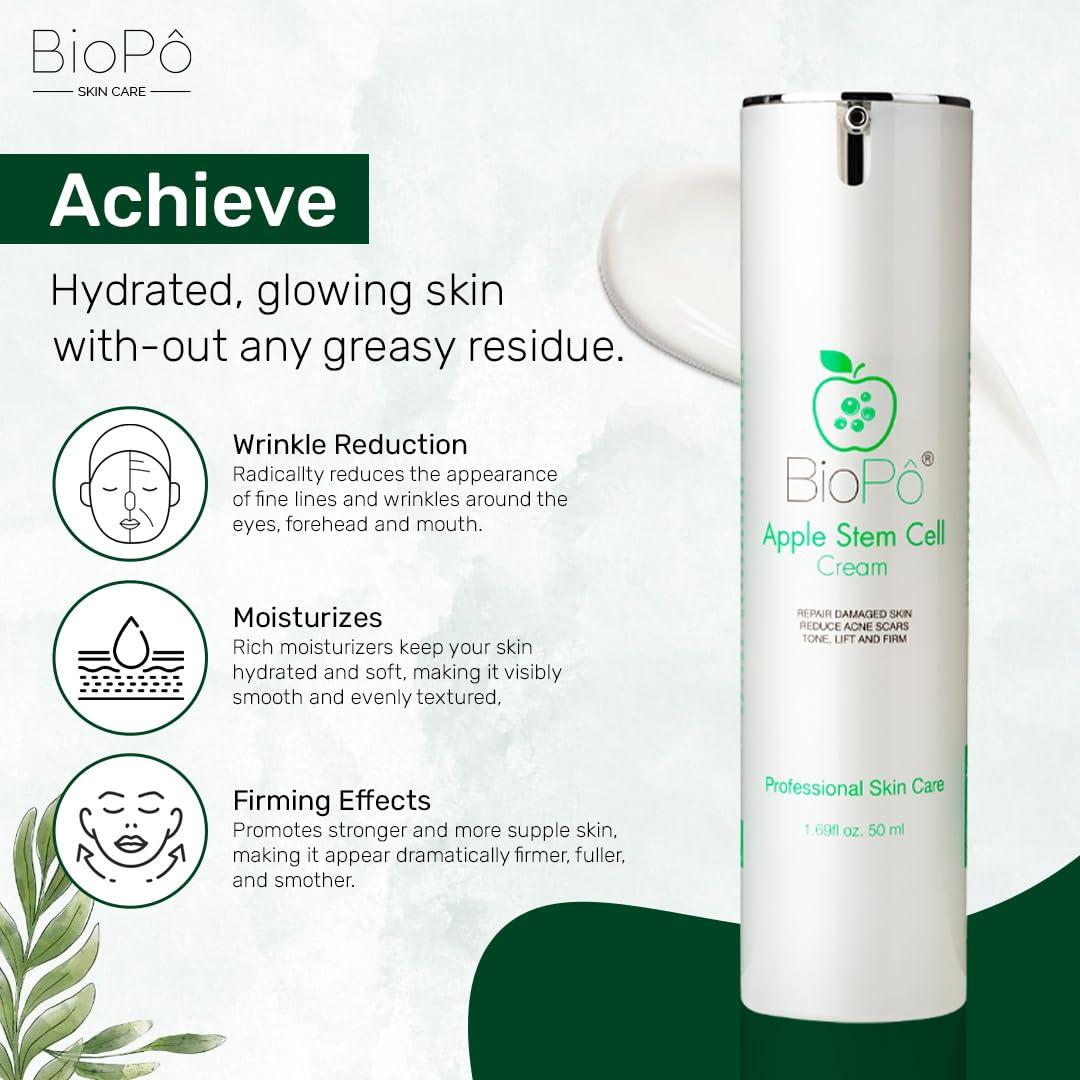 Crema Hidratante Facial BioPo 50 ml - Células Madre Manzana y Ácido Hialurónico