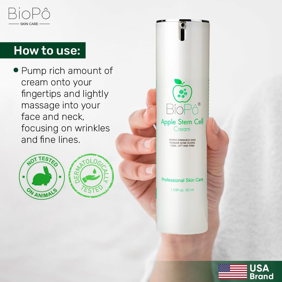 Crema Hidratante Facial BioPo 50 ml - Células Madre Manzana y Ácido Hialurónico