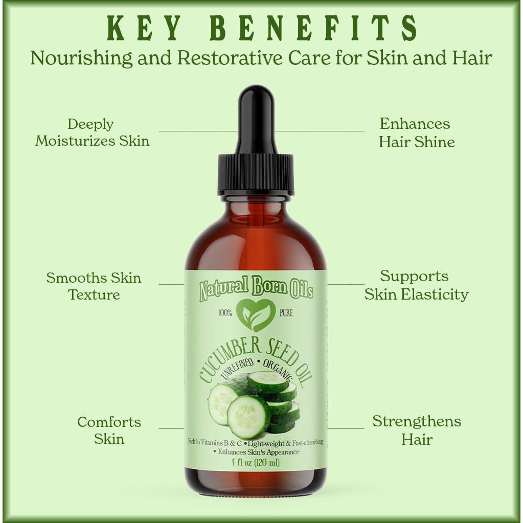 Aceite de Semilla de Pepino Natural 240ml - Hidratante Piel y Cabello