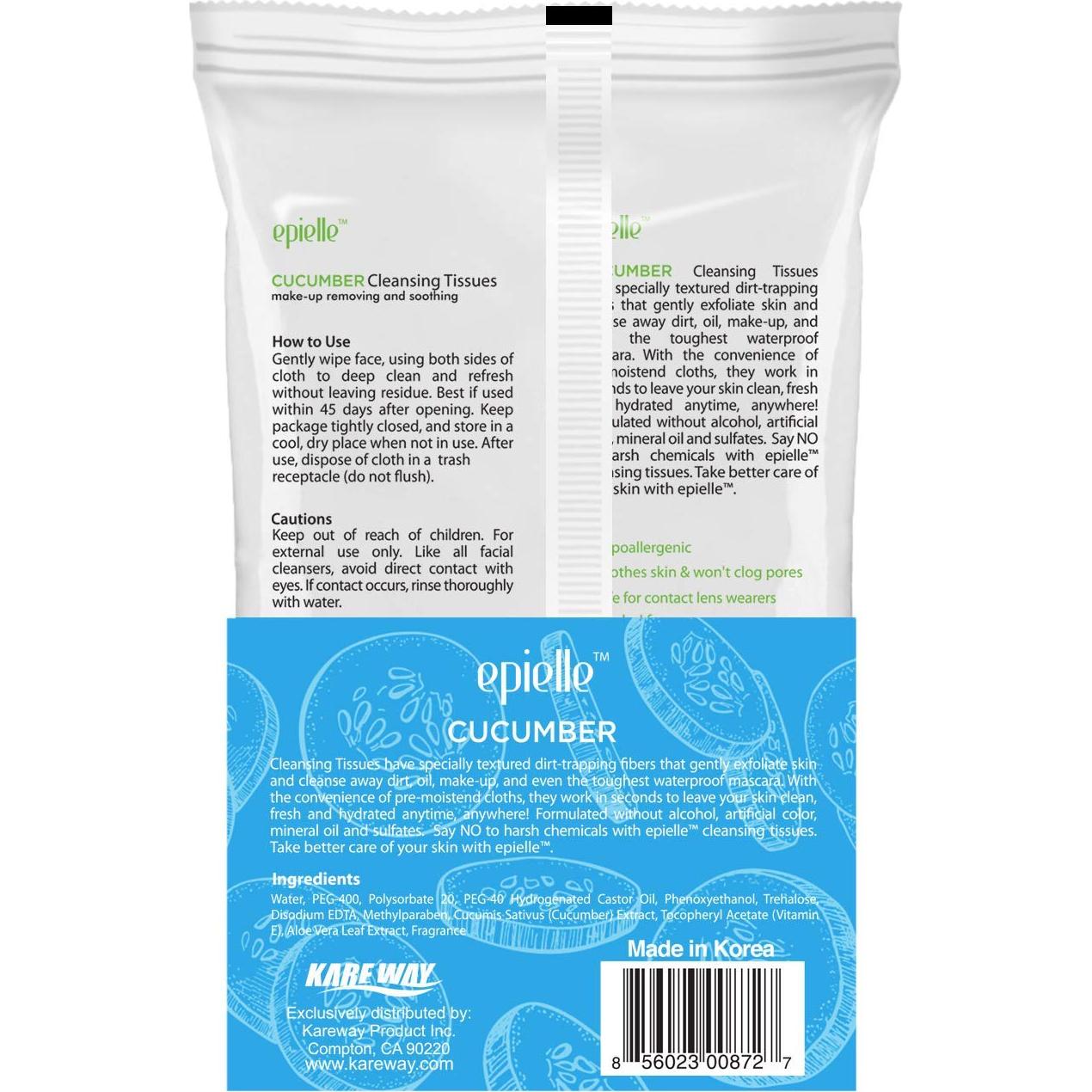 Toallitas Desmaquillantes de Pepino Epielle | 60 Unidades | Cuidado Facial