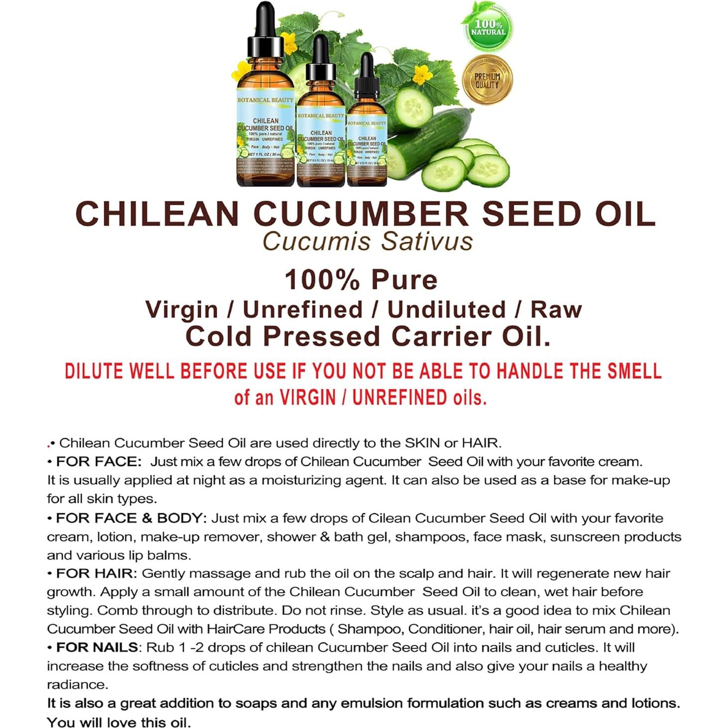 Aceite de Semilla de Pepino 100% Puro Natural 10 ml