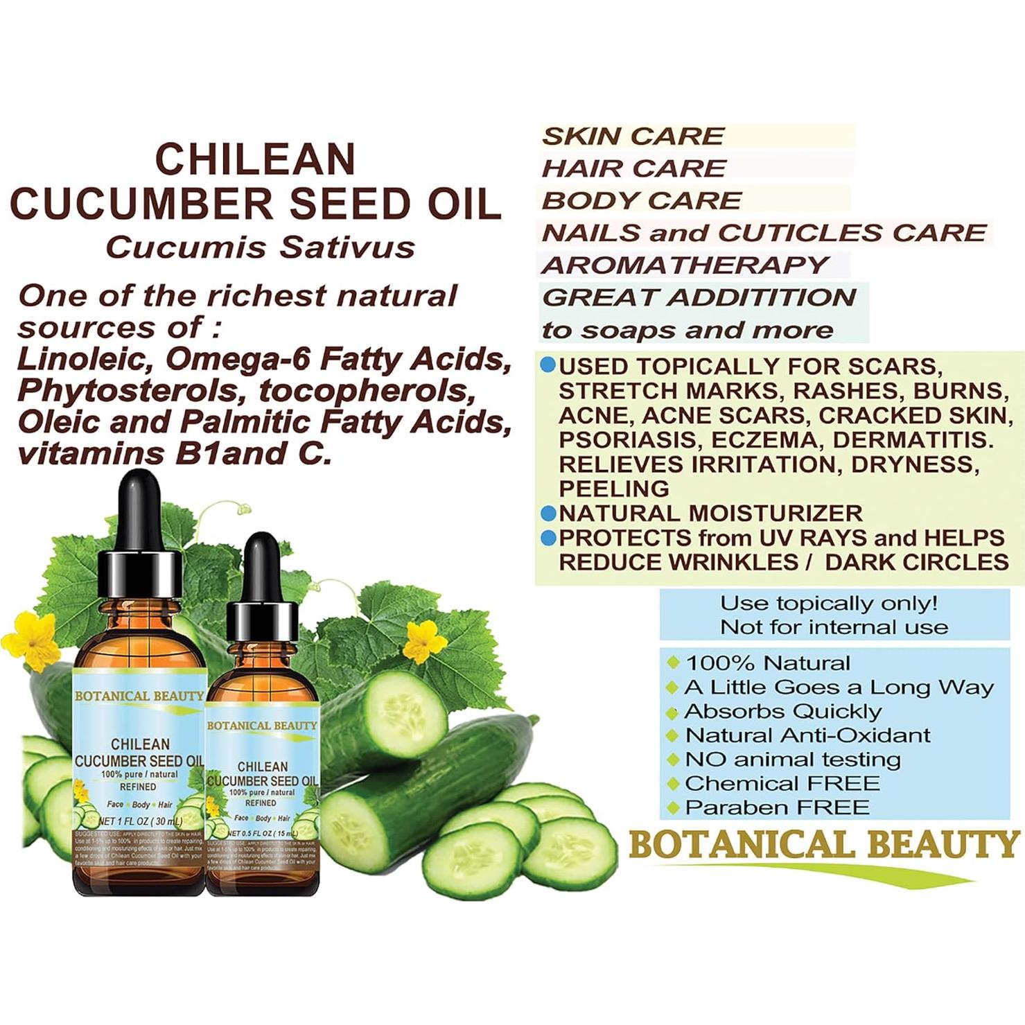 Aceite de Semilla de Pepino 100% Puro Natural 10 ml