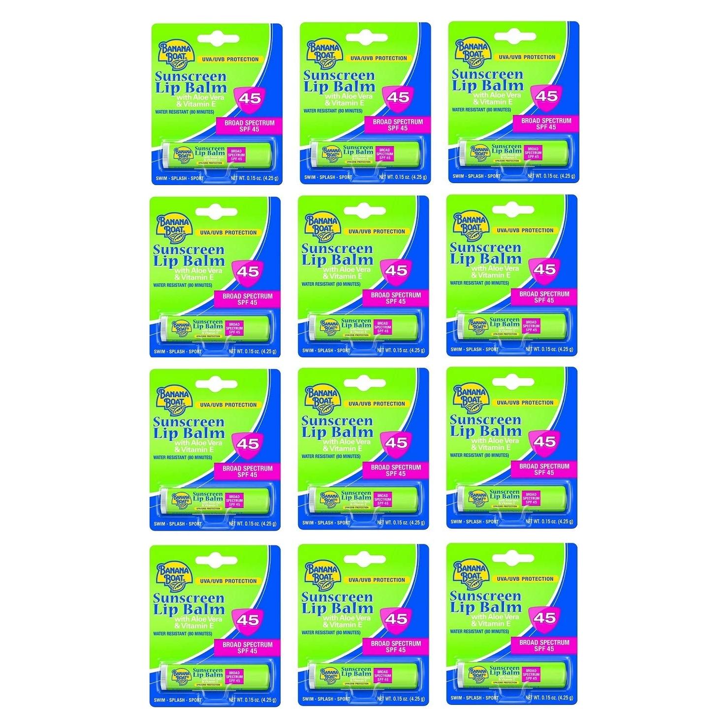 Bálsamo Labial Aloe Vera Banana Boat SPF 45 - 12 Piezas