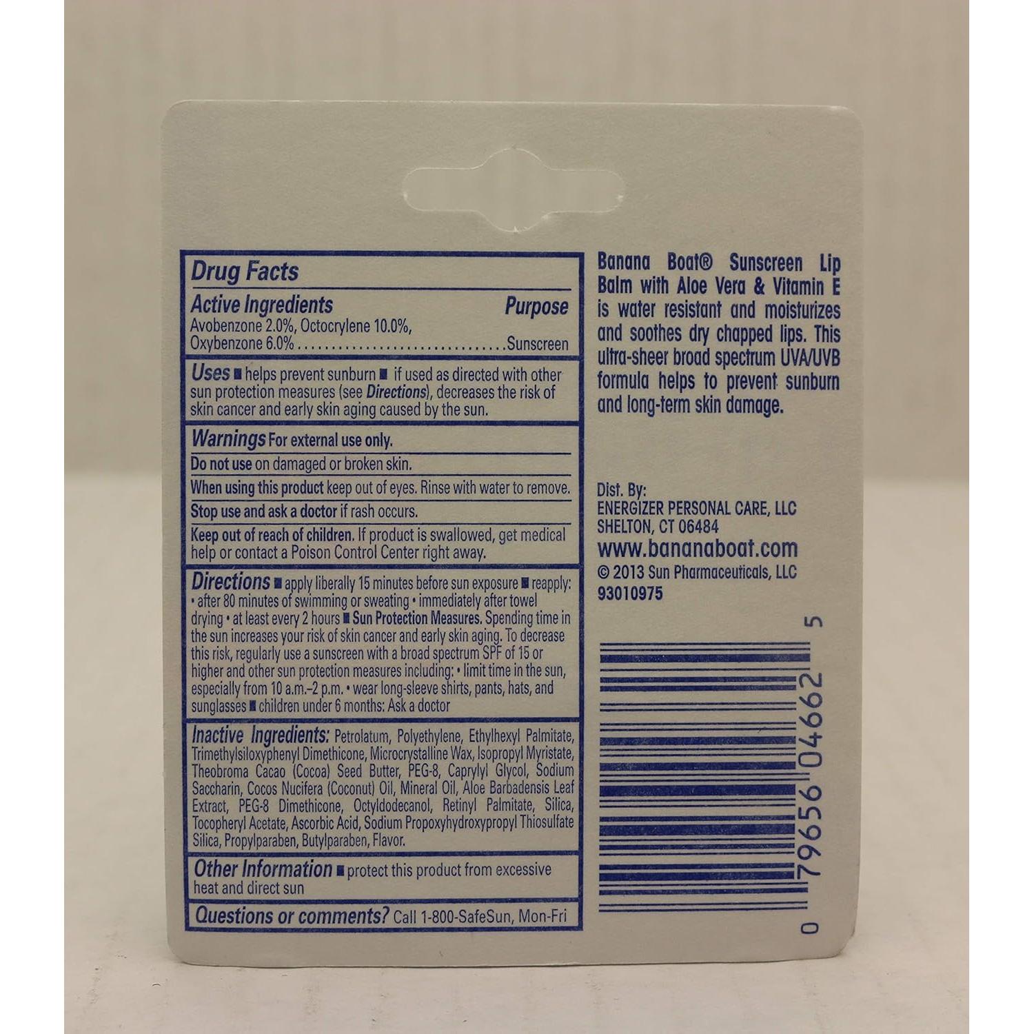 Bálsamo Labial Aloe Vera Banana Boat SPF 45 - 12 Piezas