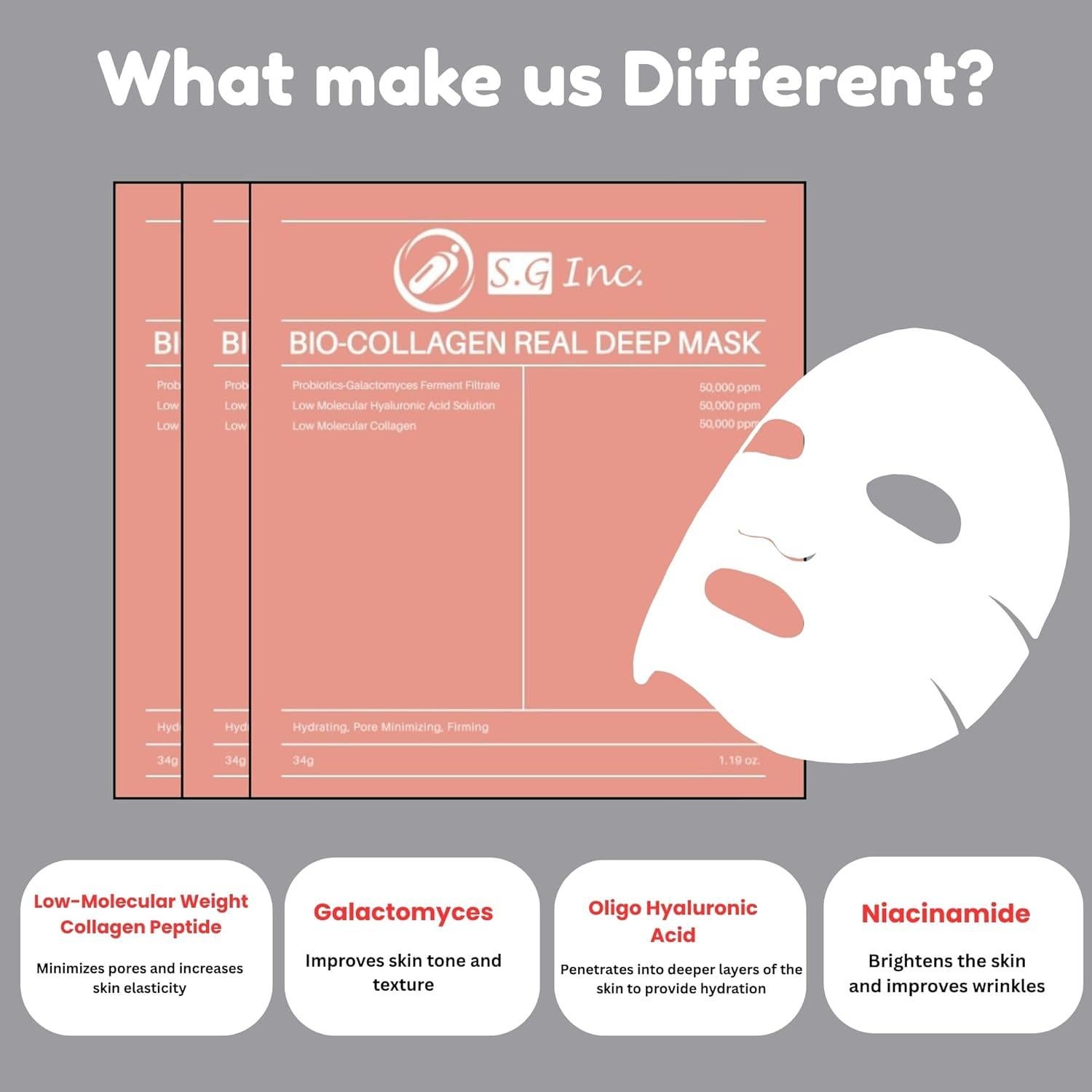 Mascarilla Facial de Colágeno S.G - Hidratante y Reafirmante 6-Pack