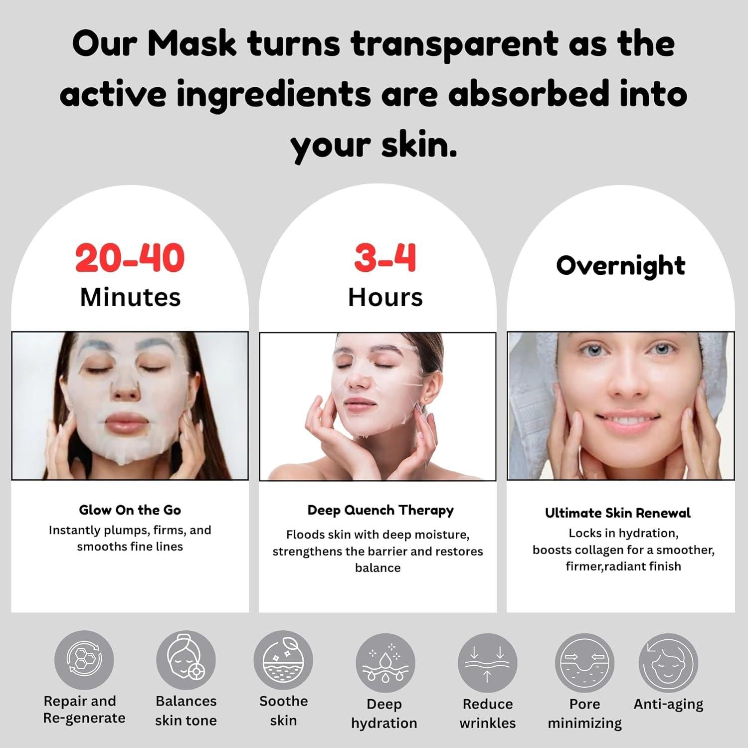 Mascarilla Facial de Colágeno S.G - Hidratante y Reafirmante 6-Pack