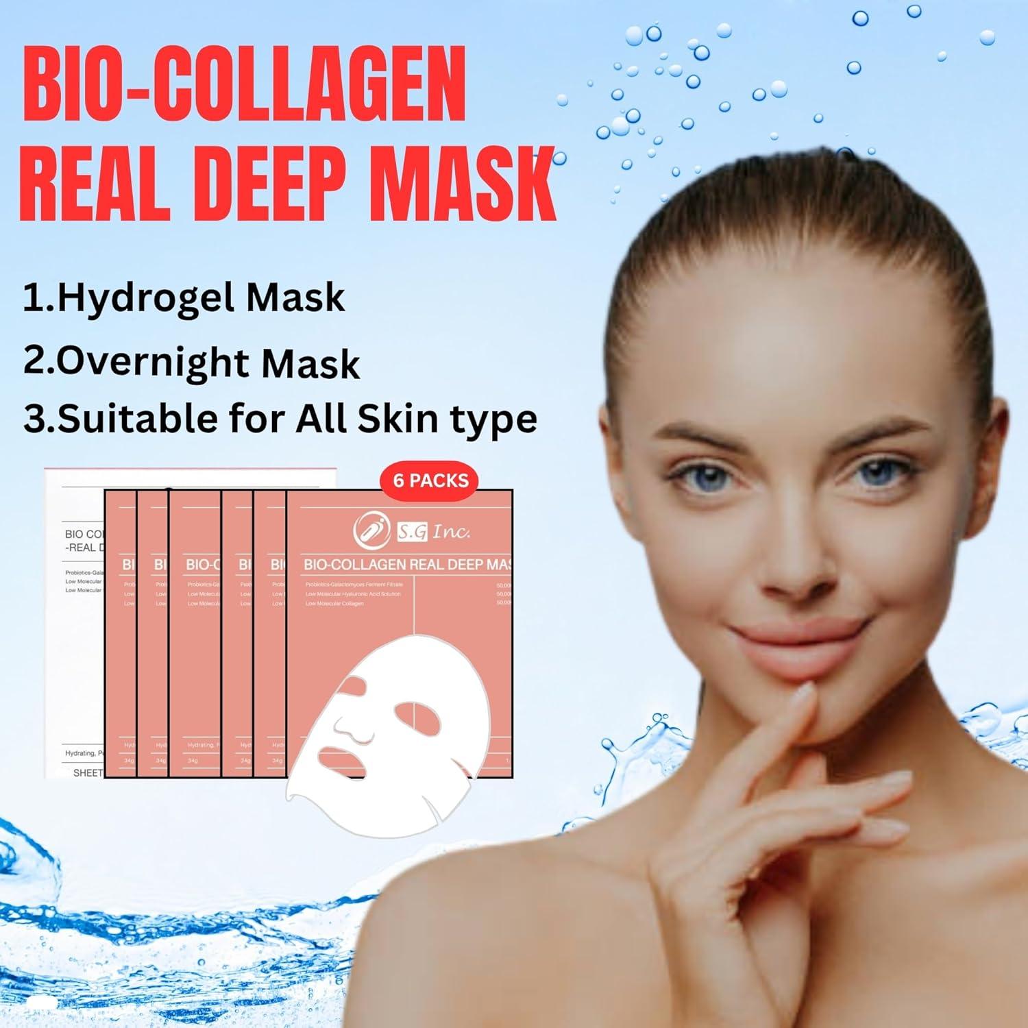 Mascarilla Facial de Colágeno S.G - Hidratante y Reafirmante 6-Pack