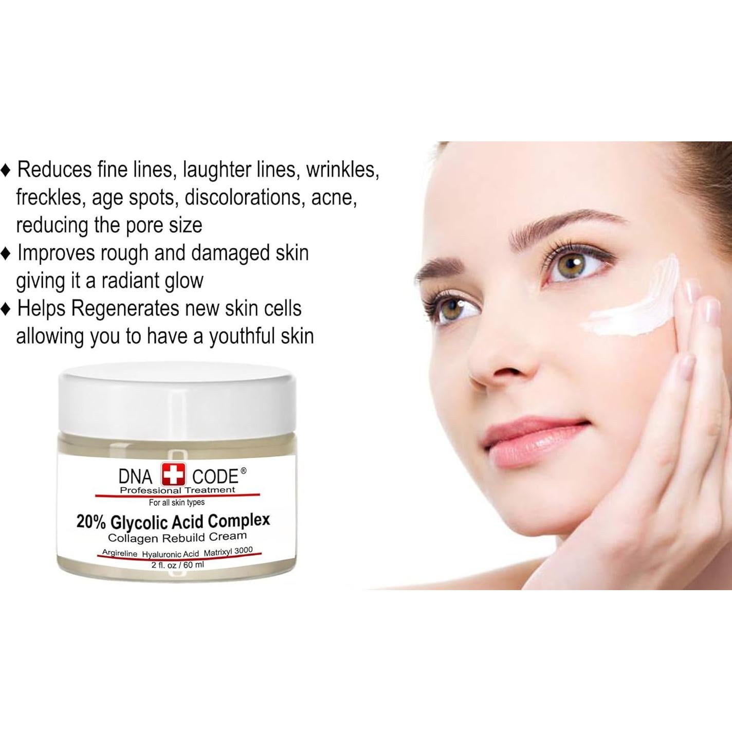 Crema Reestructurante de Colágeno 59 ml - Ácido Glicólico 20%