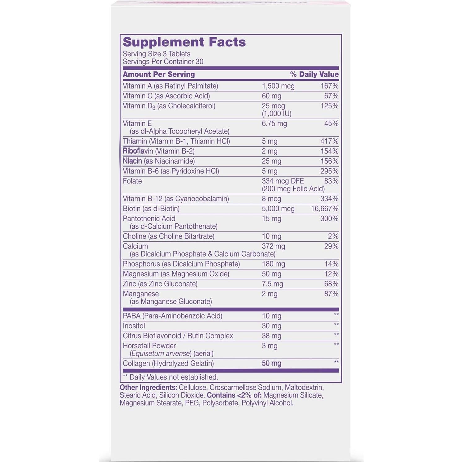 Tabletas Extra Fuertes 21st Century para Cabello, Piel y Uñas - 90 Unidades