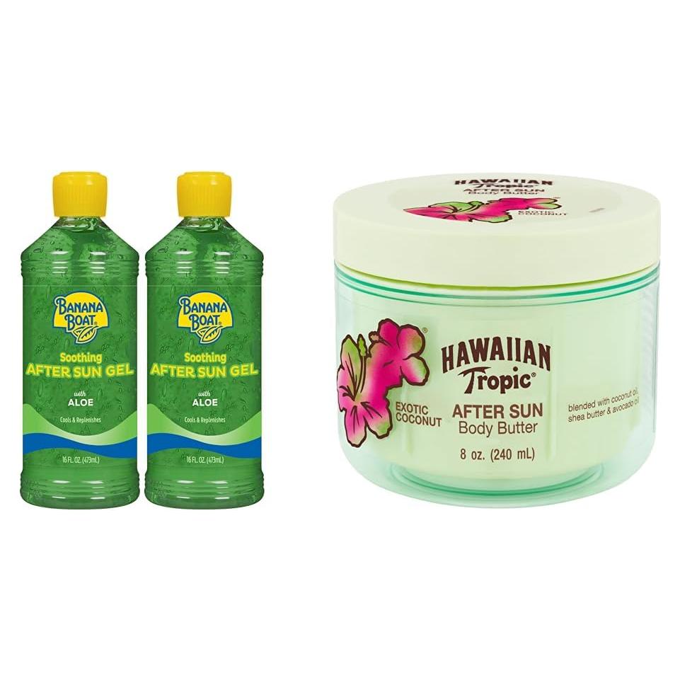 Paquete Doble Gel Calmante Aloe Banana Boat 473ml + Mantequilla Coco Hawaiian Tropic 227ml