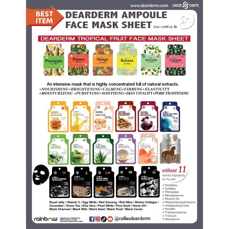 Mascarillas Hidratantes DearDerm Plátano - 10 Hojas - Cuidado Facial