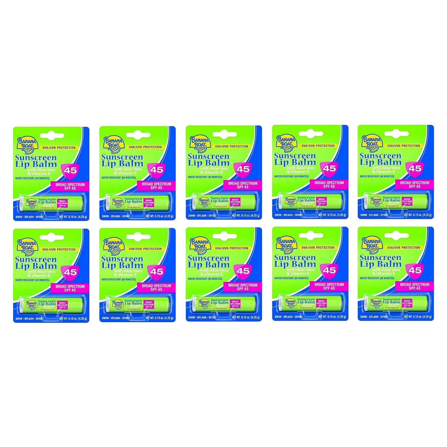 Bálsamo Labial Aloe Vera Banana Boat SPF 45 - 10 Piezas