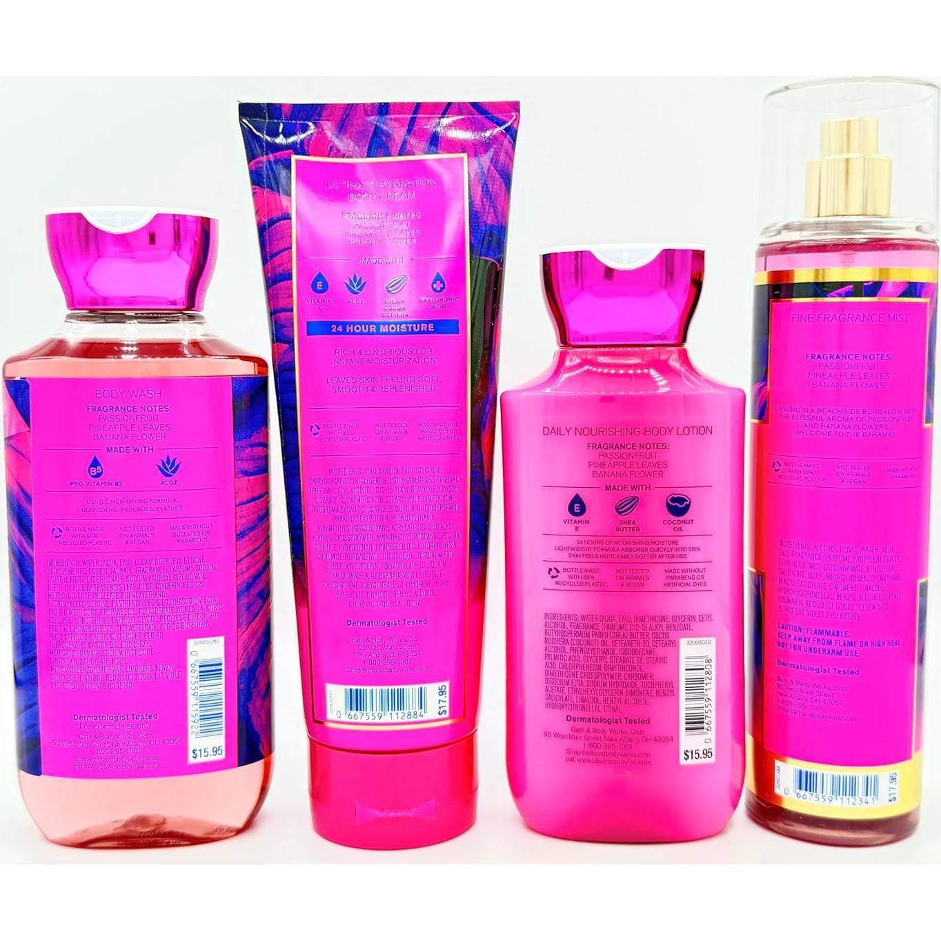 Conjunto de baño Bath & Body Works 4 piezas Fruta de la Pasión