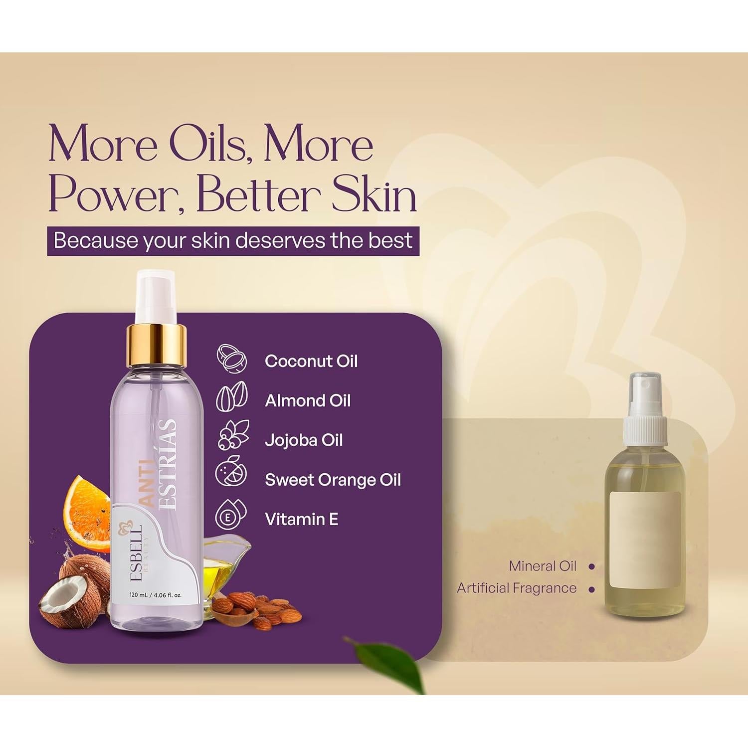 Aceite Corporal ESBELL con Vitamina E y 5 Aceites Naturales - 120ml